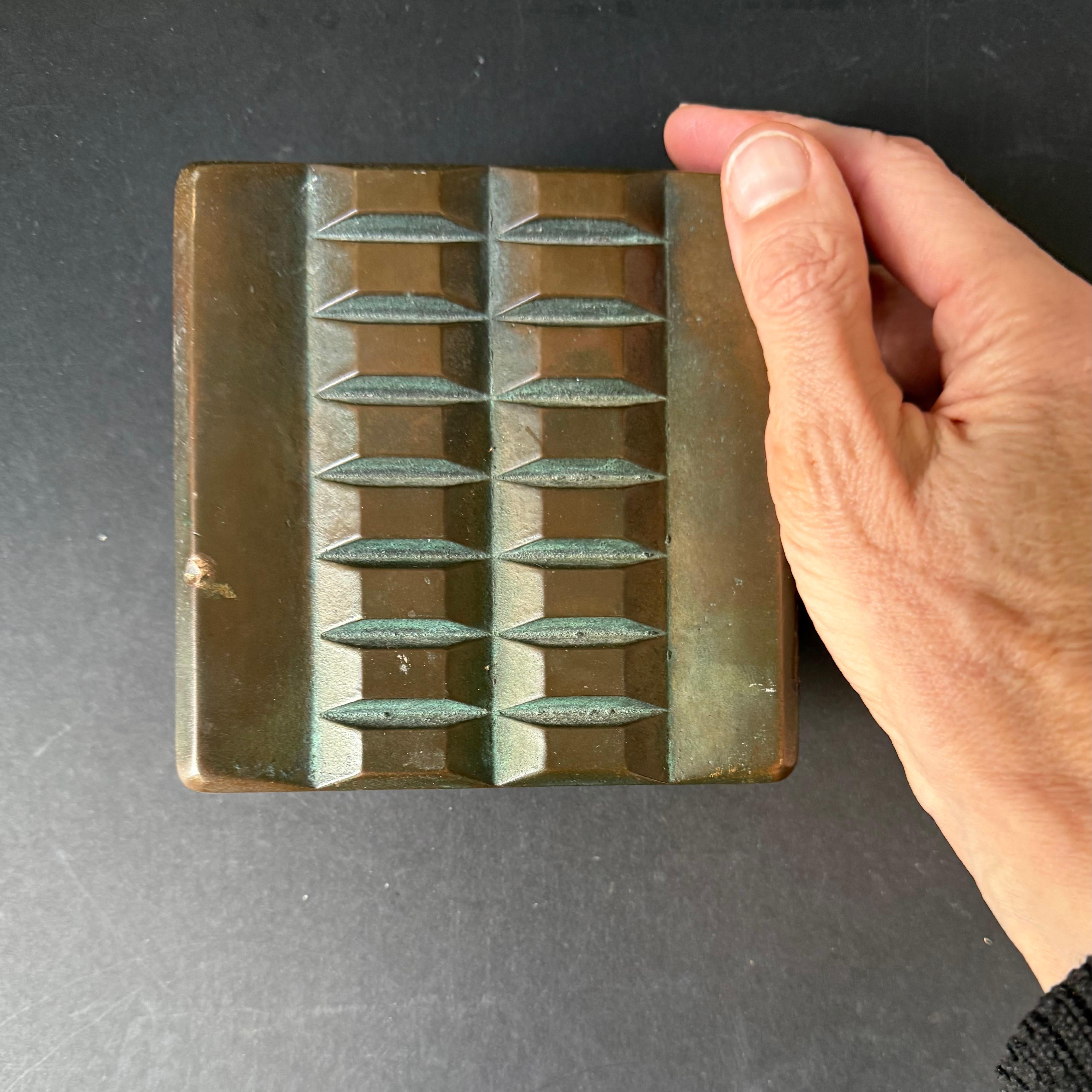 Modern Bronze Push-Pull Door Handle with Raised Block Pattern For Sale