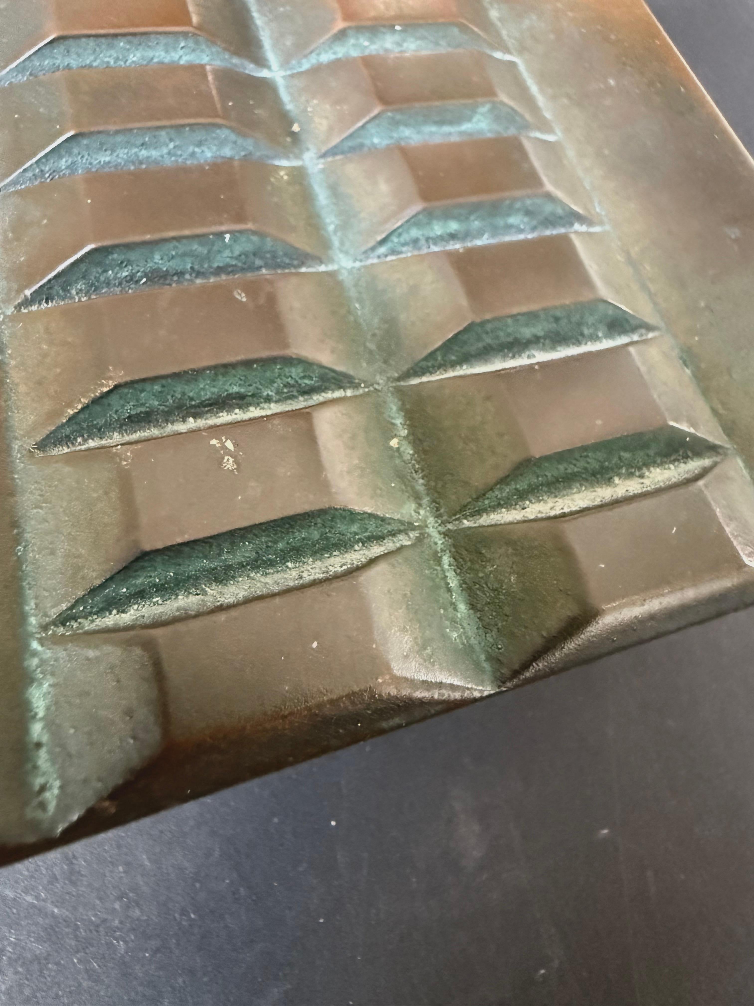 Cast Bronze Push-Pull Door Handle with Raised Block Pattern For Sale