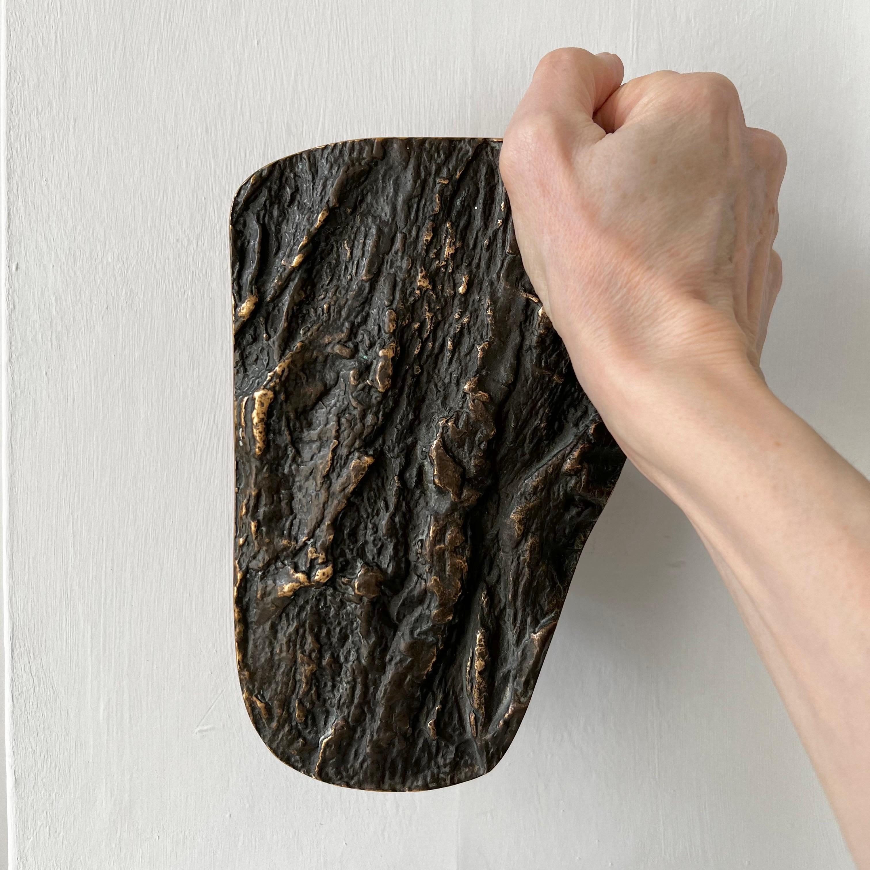 Modern Bronze Push-Pull Door Handle with Rock or Bark Relief Pattern For Sale