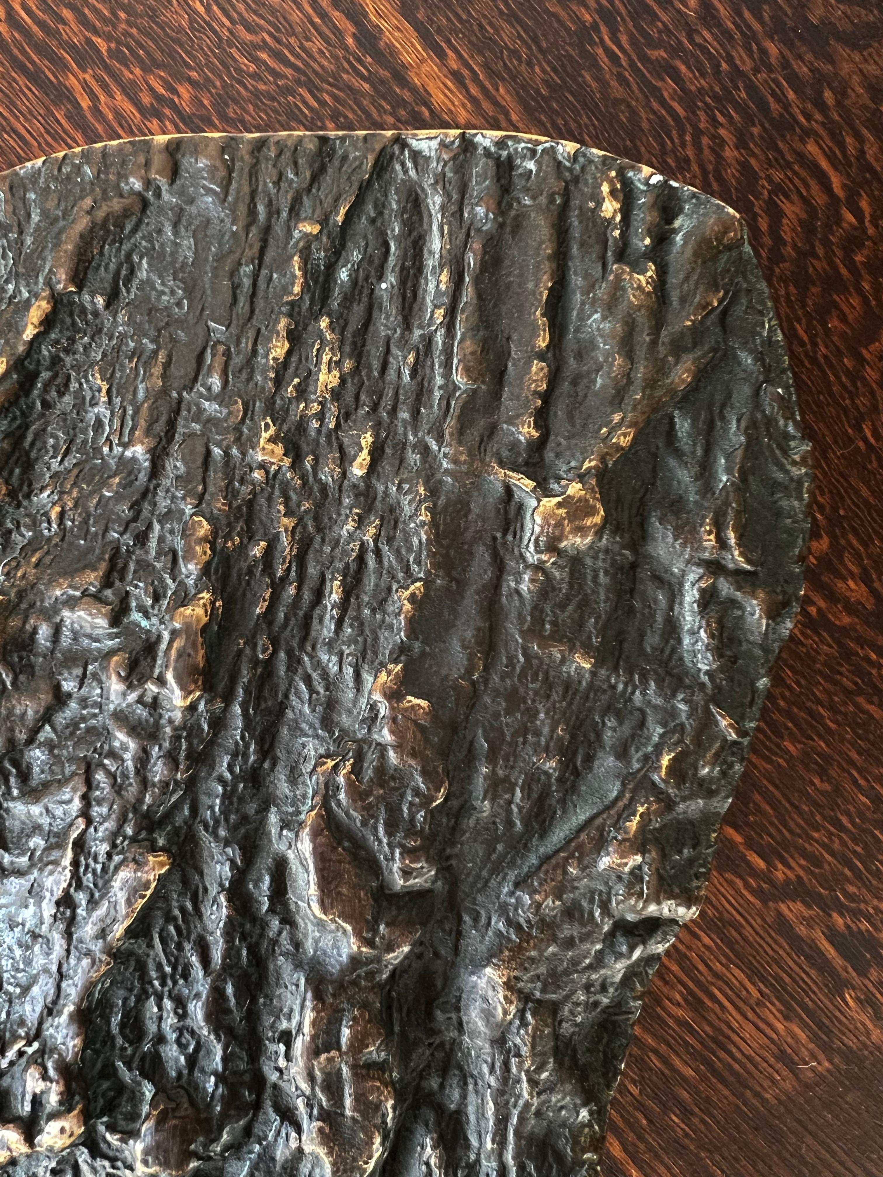 Cast Bronze Push-Pull Door Handle with Rock or Bark Relief Pattern For Sale