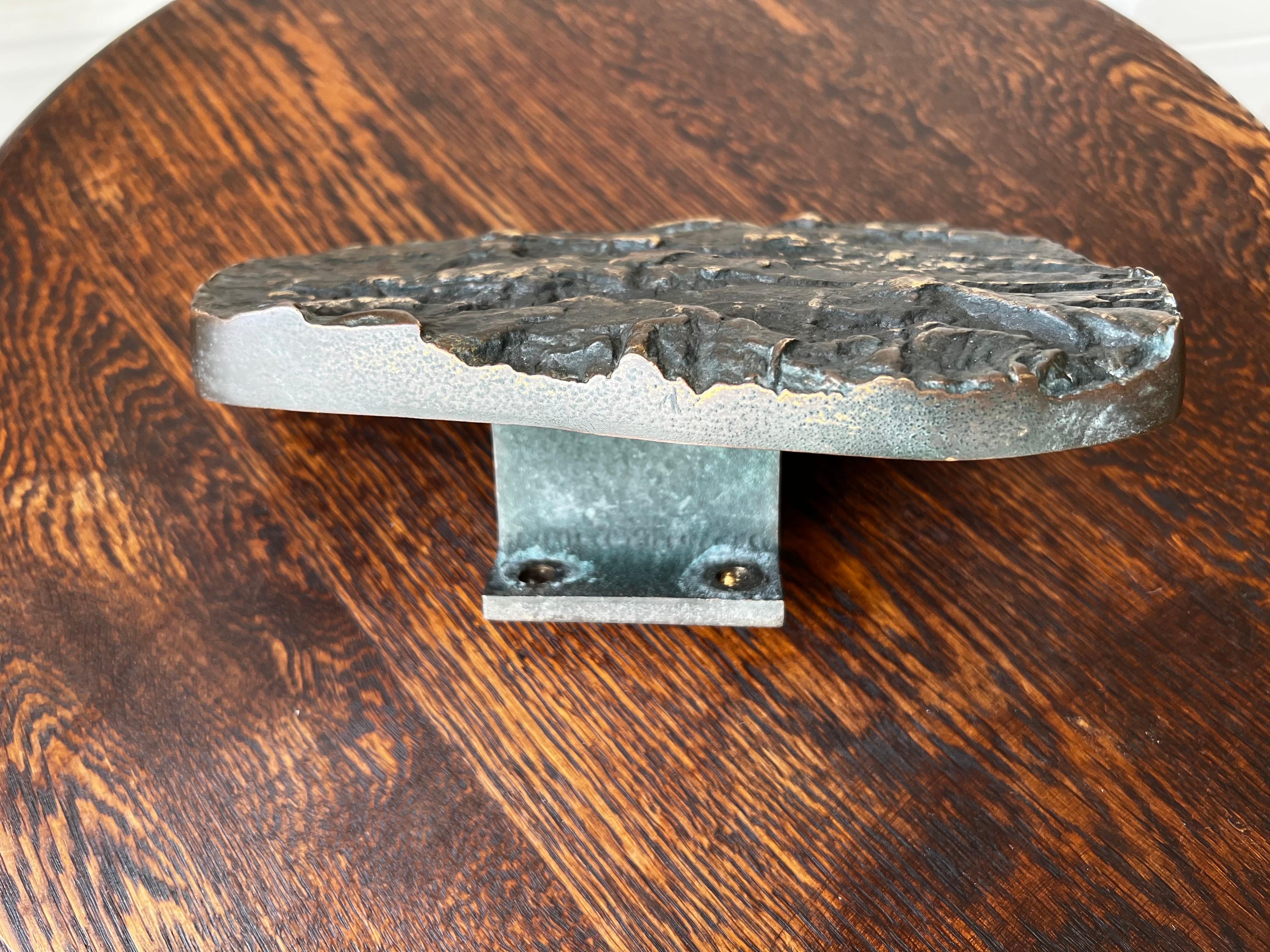 20th Century Bronze Push-Pull Door Handle with Rock or Bark Relief Pattern For Sale