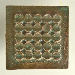 Bronze Door Handles Pair with Geometric Relief