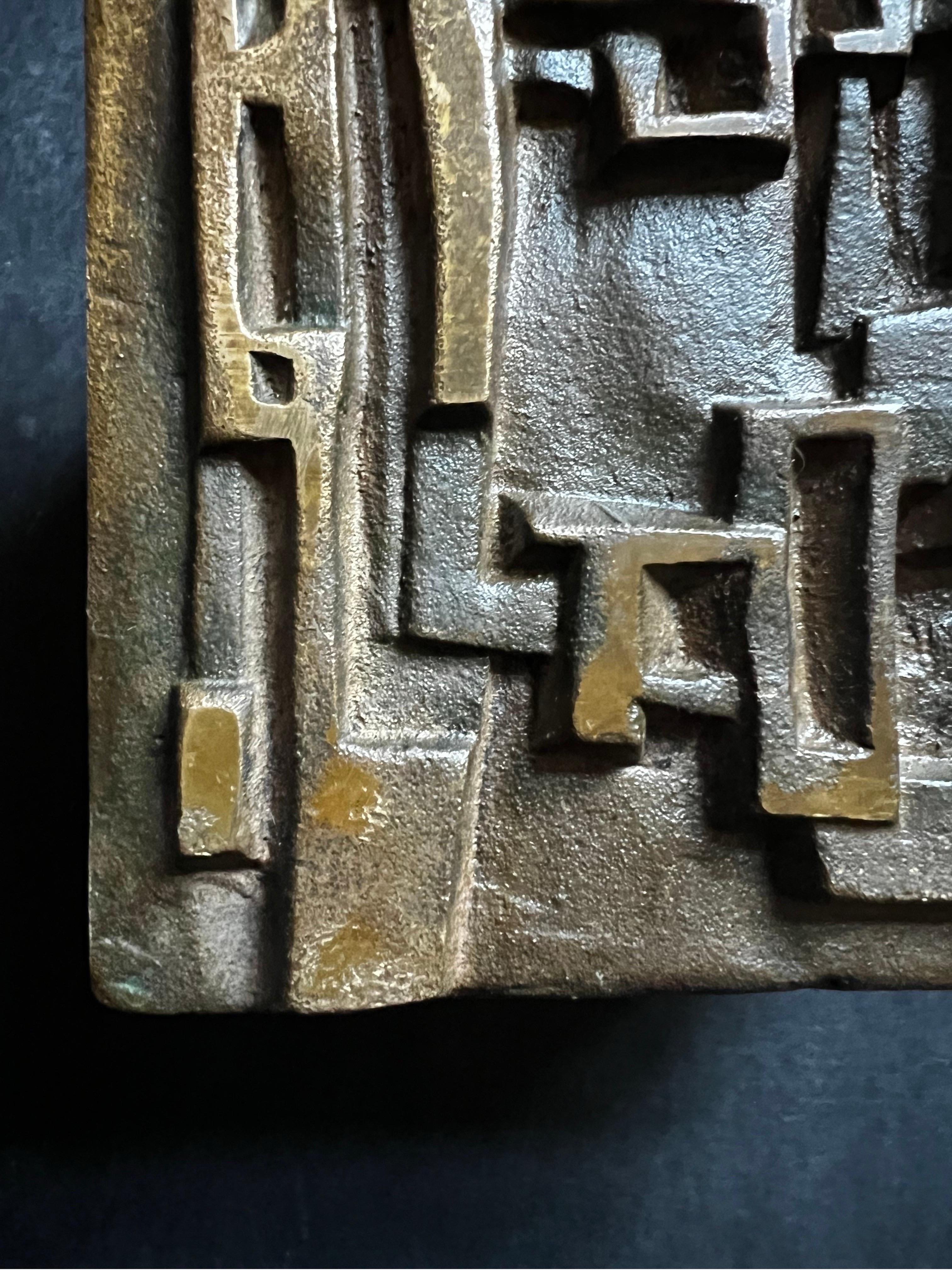 Cast Bronze Push-Pull Handle with Abstract Modernist Design, 20th Century For Sale