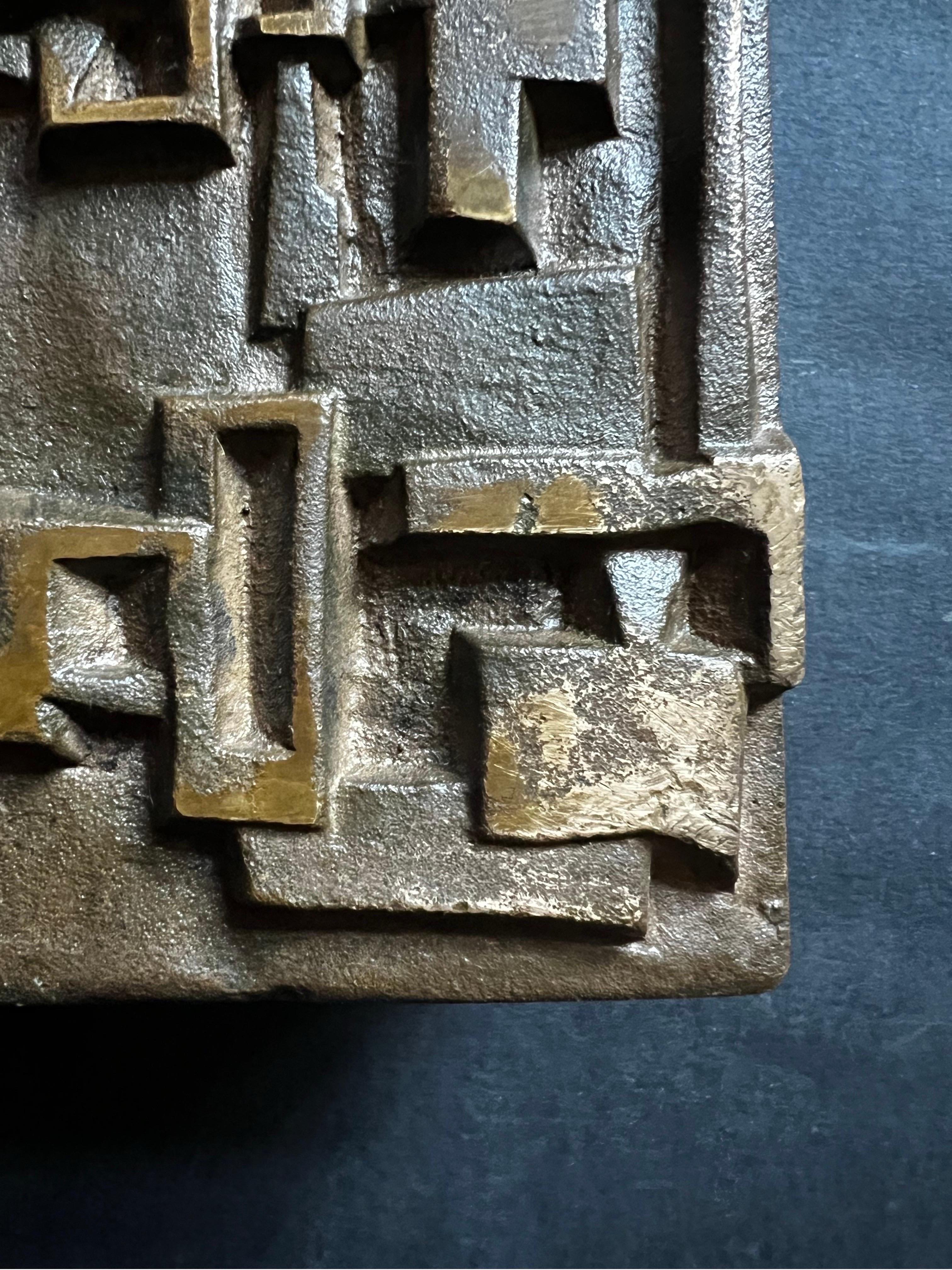 Bronze Push-Pull Handle with Abstract Modernist Design, 20th Century In Fair Condition For Sale In London, GB