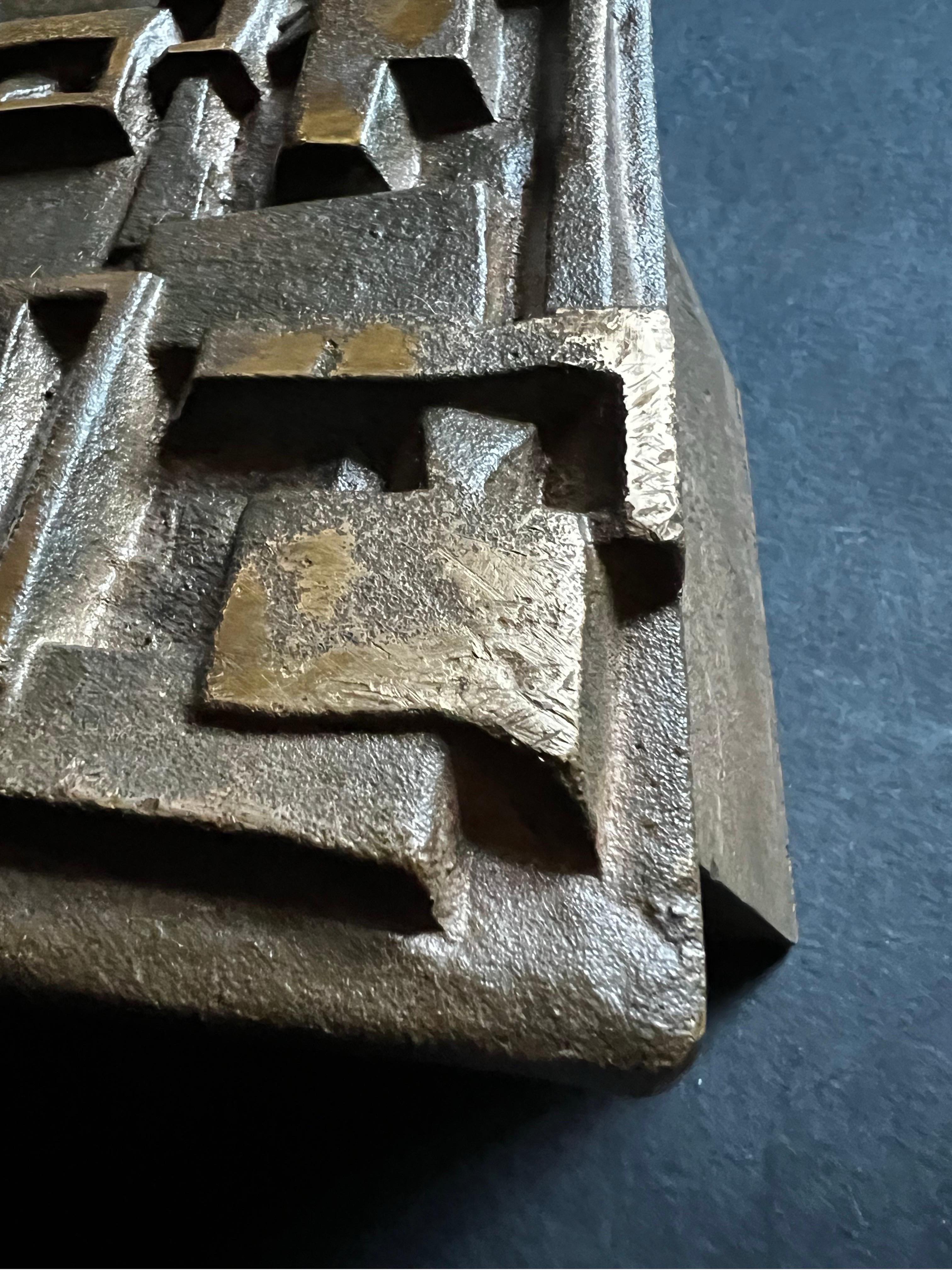 Bronze Push-Pull Handle with Abstract Modernist Design, 20th Century For Sale 1