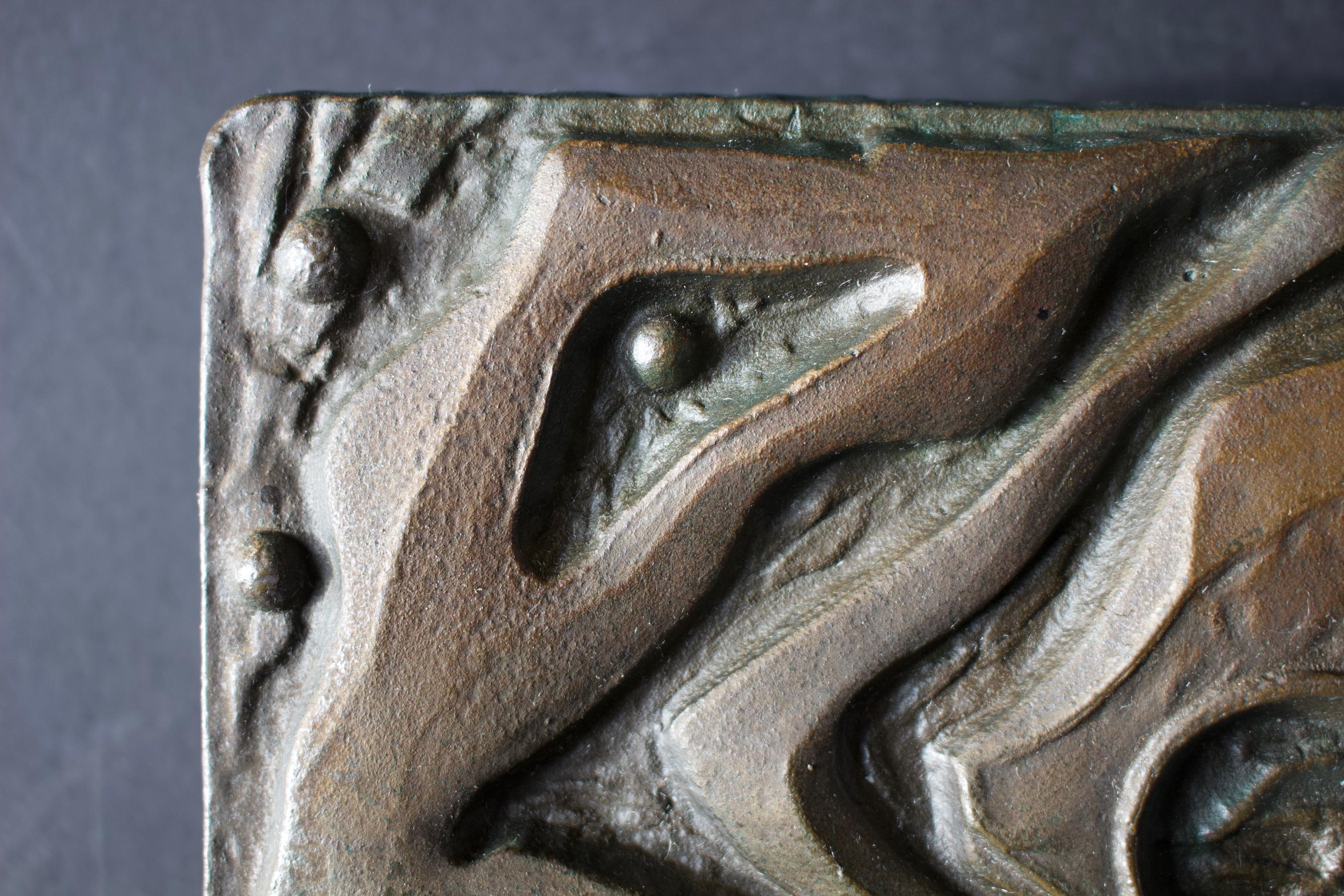 Bronze Push-Pull Handle with Lateral Abstract Design, 20th Century, European In Good Condition In London, GB