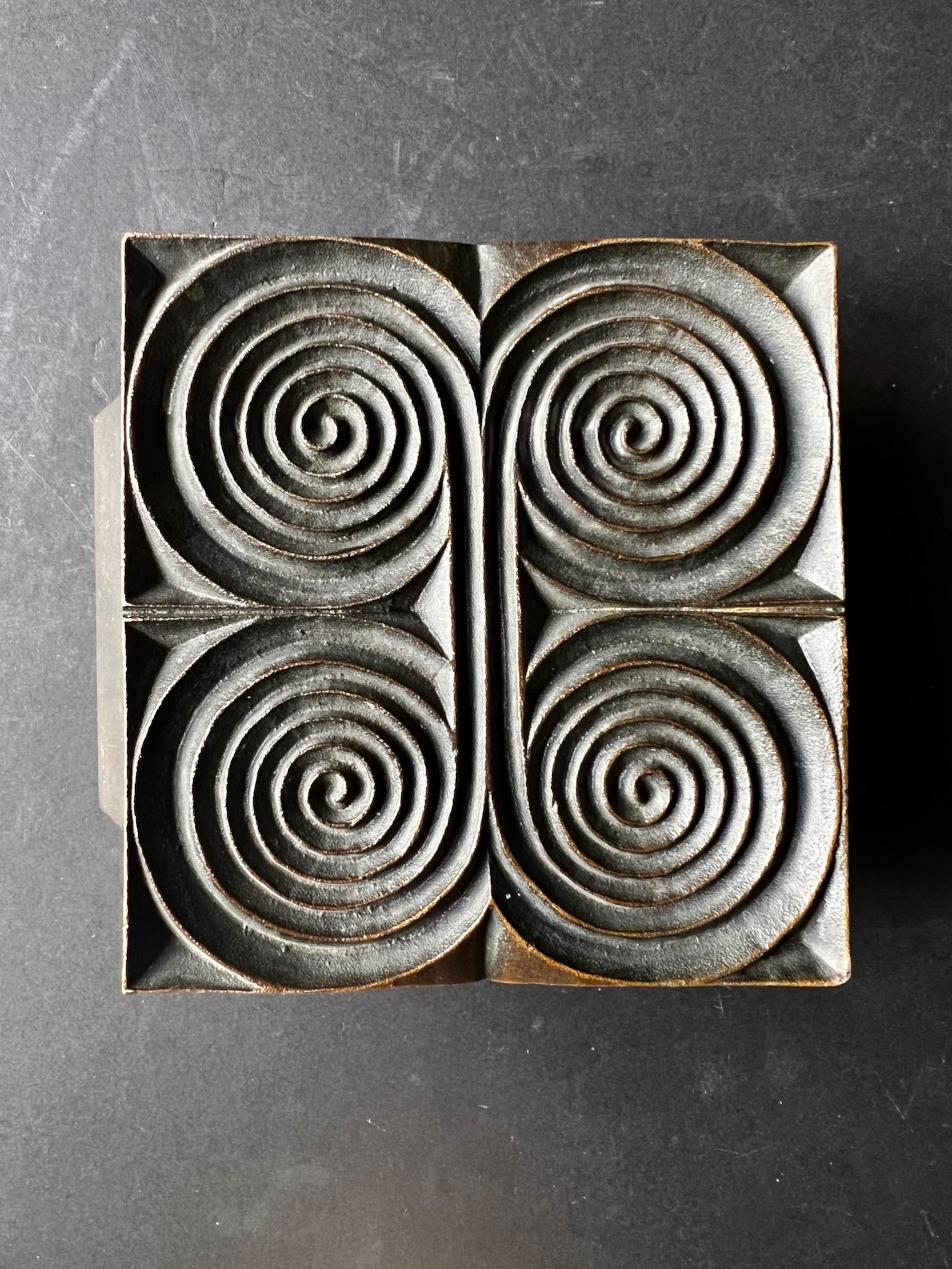 Bronze-Drücker mit Spiral-Design Europäisches 20. Jahrhundert (Moderne der Mitte des Jahrhunderts)