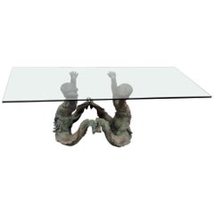 Bronze Putti Di Mare Glass Top Coffee Table