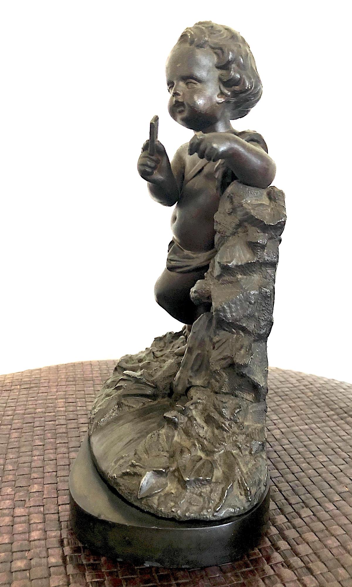 Bronze Putti Watch Stand (Patiniert) im Angebot