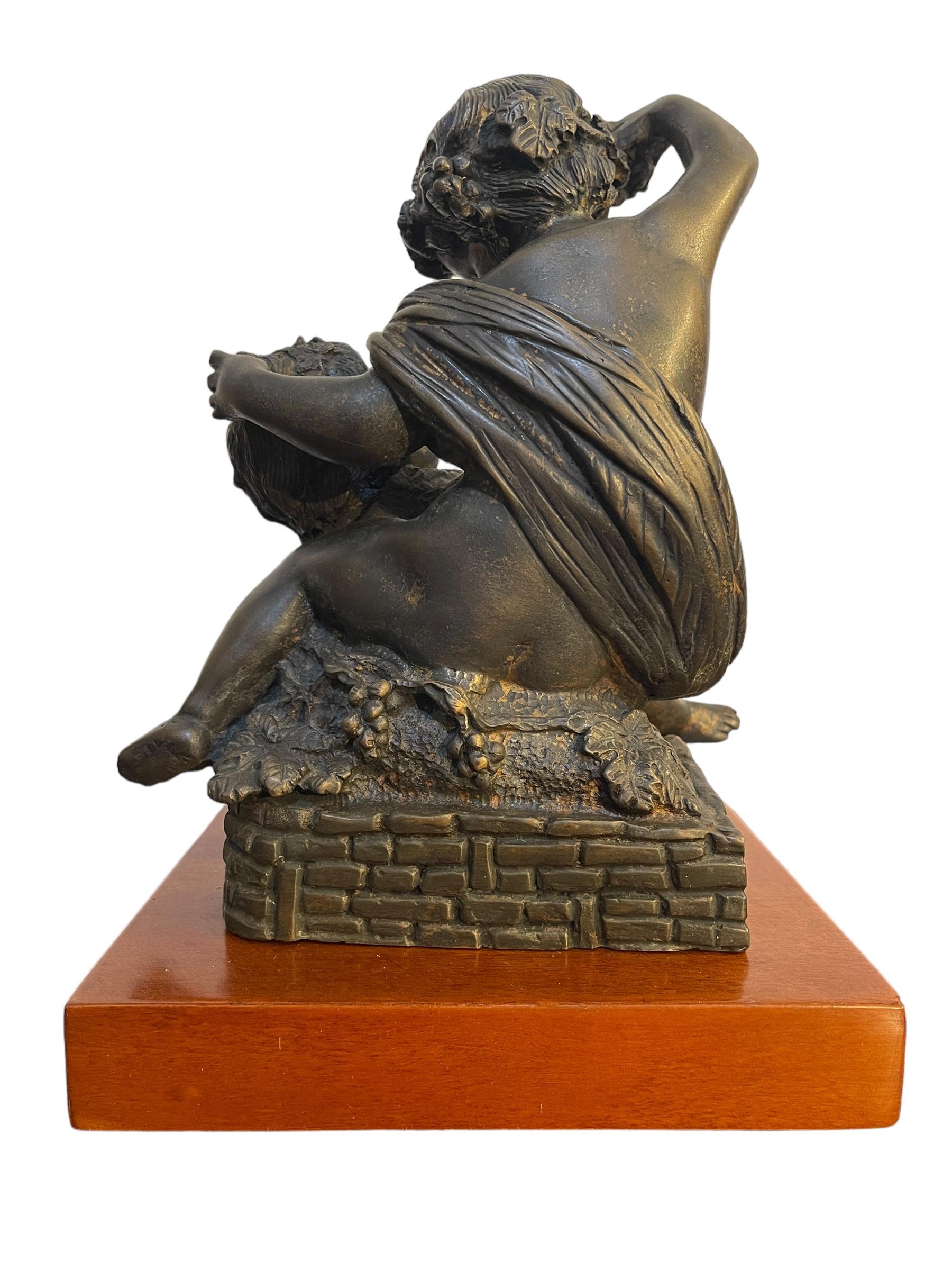 Classical Greek Bronze putti with grapes, 19th century For Sale