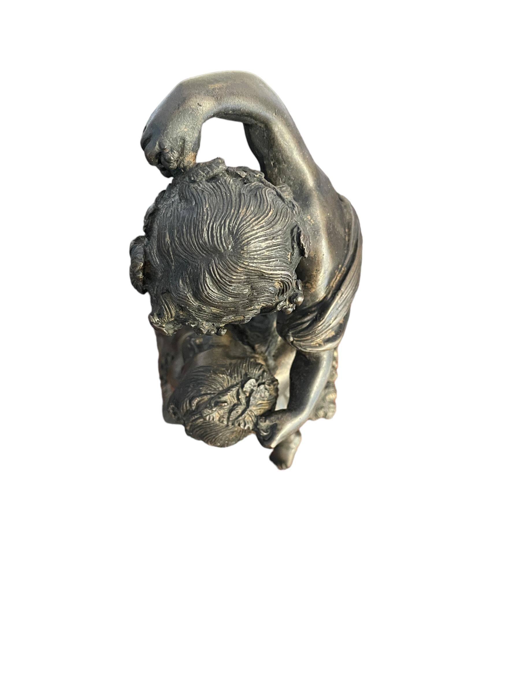 Hand-Crafted Bronze putti with grapes, 19th century For Sale