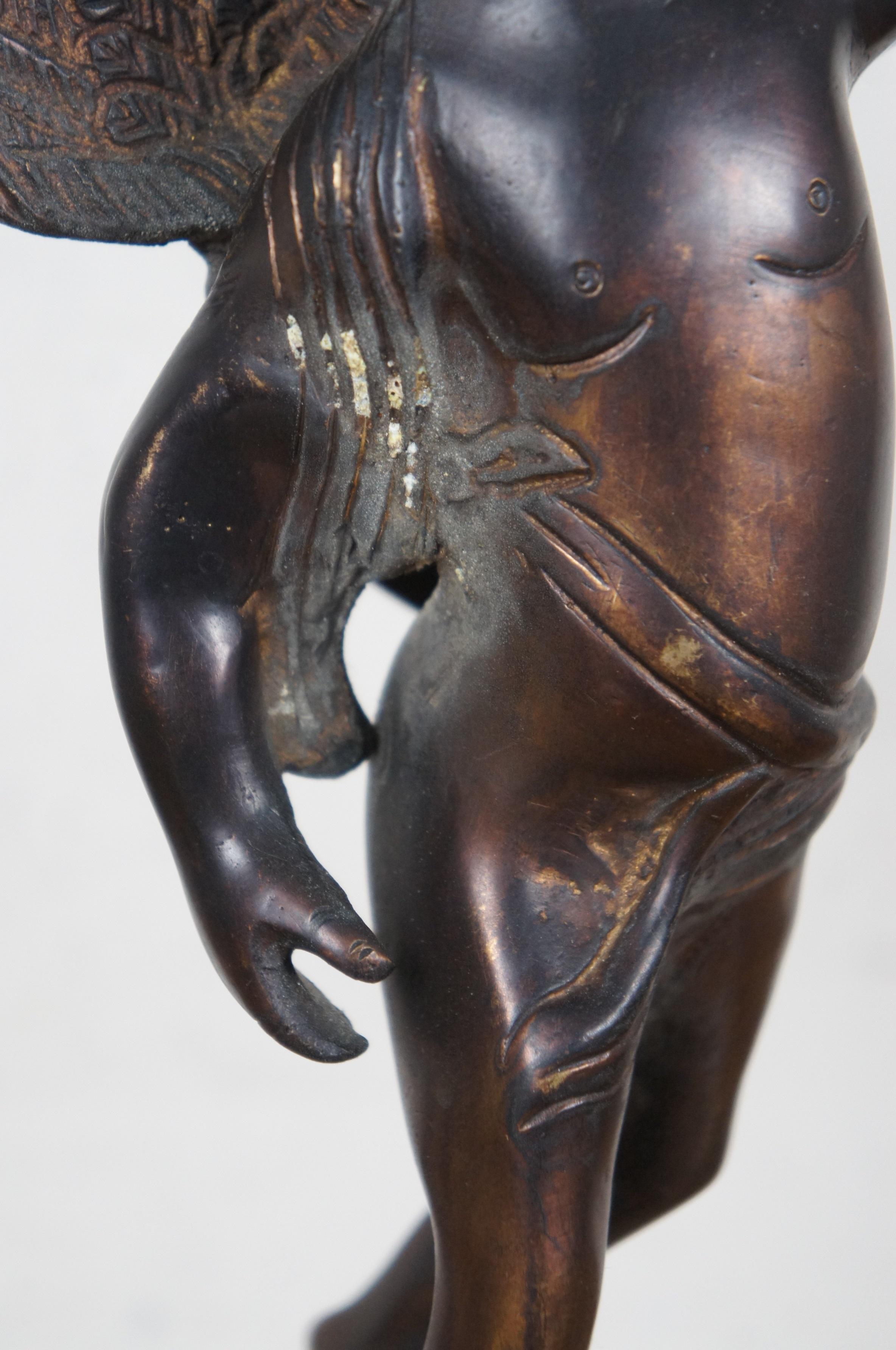 Bronze Putto Cupid Angel Torchiere Globe Sculpture After Emile Bruchon 17
