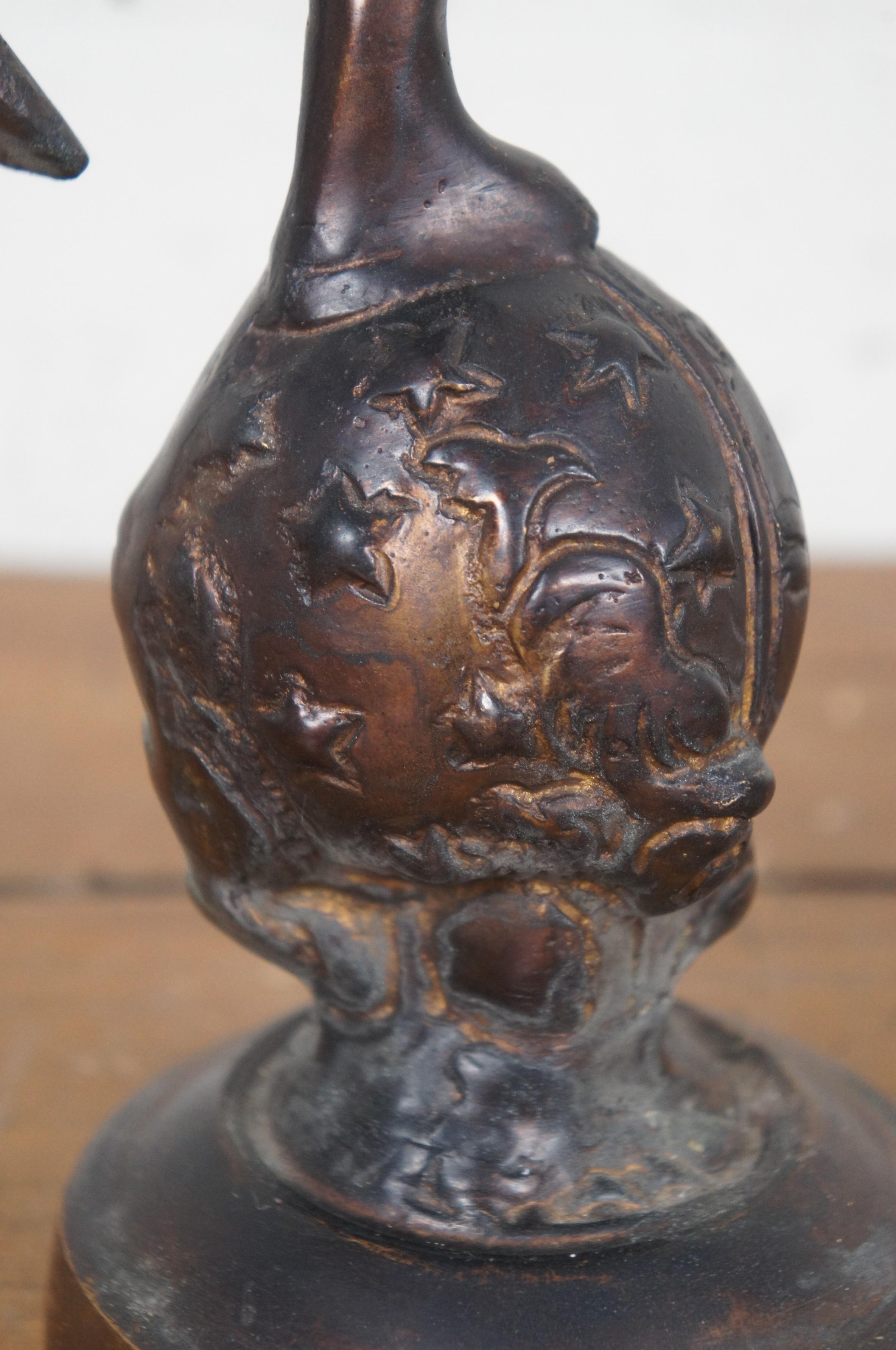 Bronze Putto Cupid Angel Torchiere Globe Sculpture After Emile Bruchon 17
