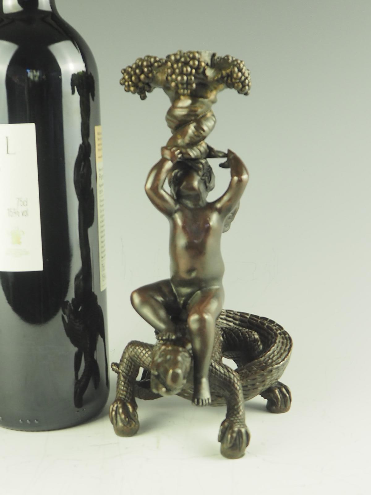 Bronze Putto Riding Crocodile Candlestick For Sale 1