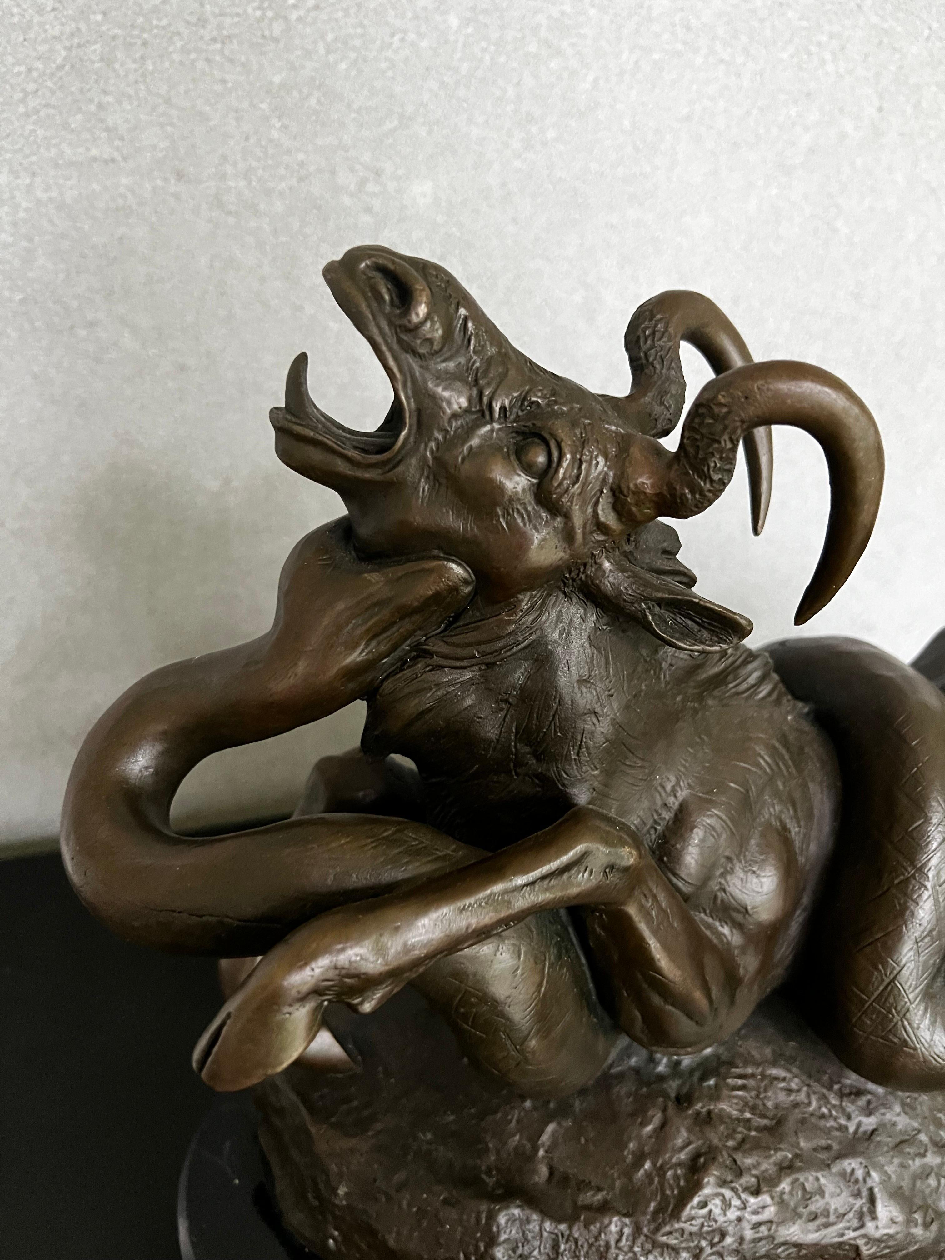 20th Century Bronze Python Killing Gnu Sculpture after Antoine-Louis Barye For Sale