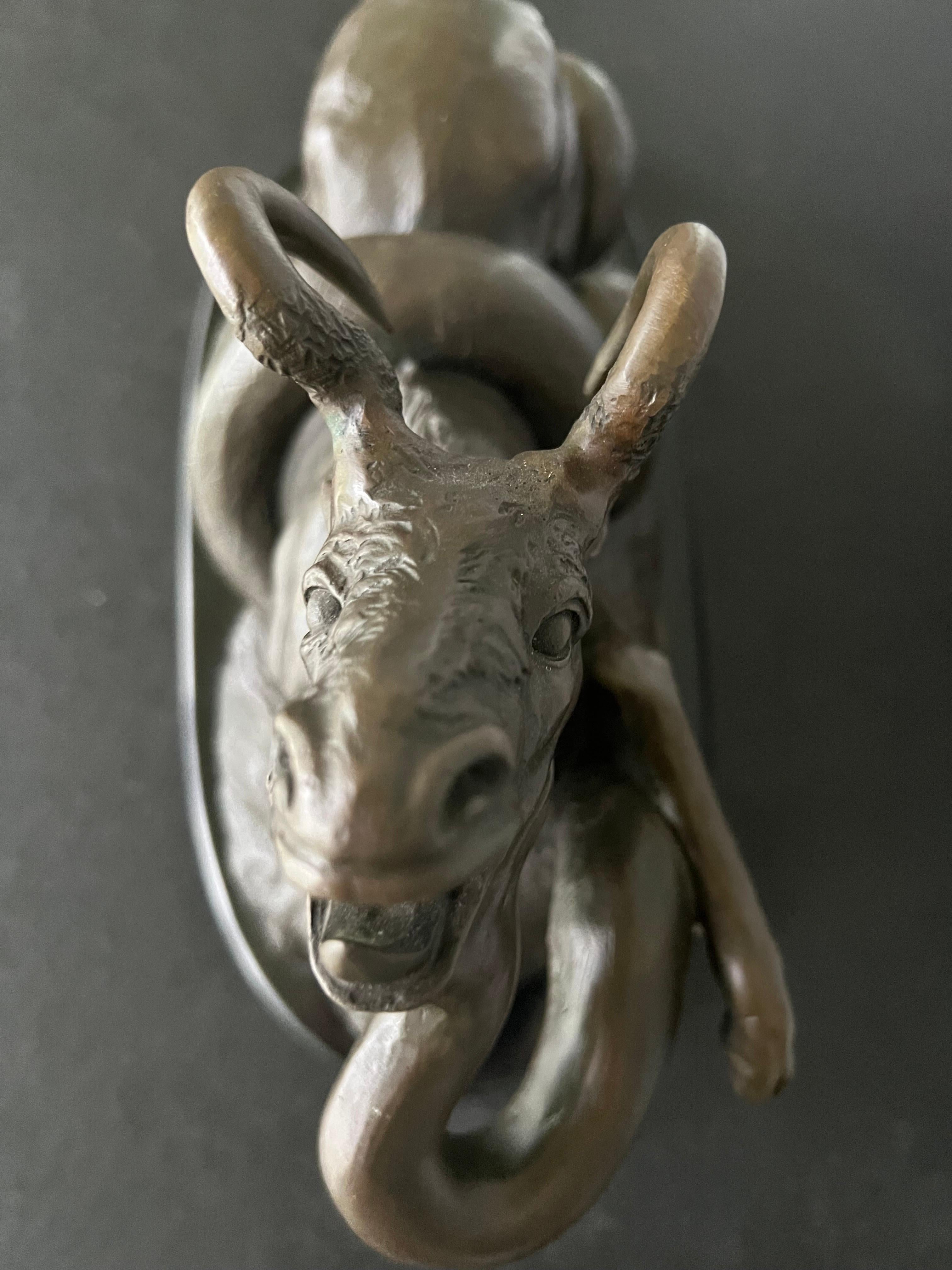 Bronze Python Killing Gnu Sculpture after Antoine-Louis Barye For Sale 1