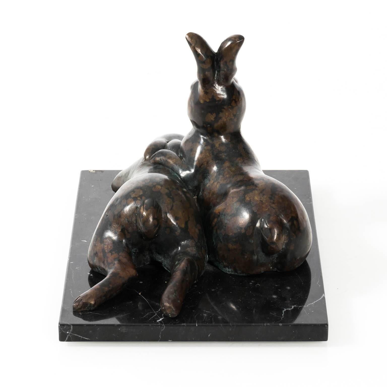 Polished Bronze Rabbit Sculpture For Sale