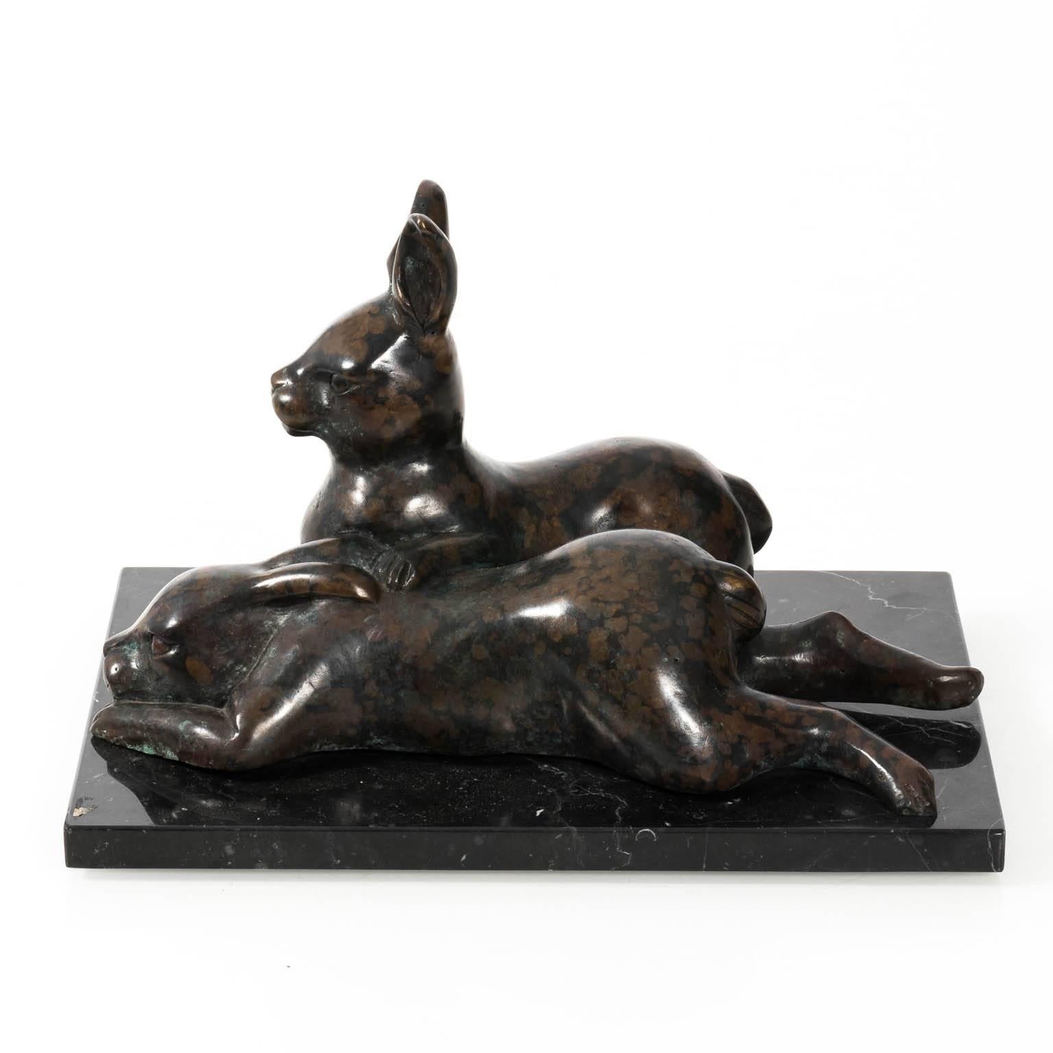 Bronze Rabbit Sculpture In Excellent Condition For Sale In Stamford, CT