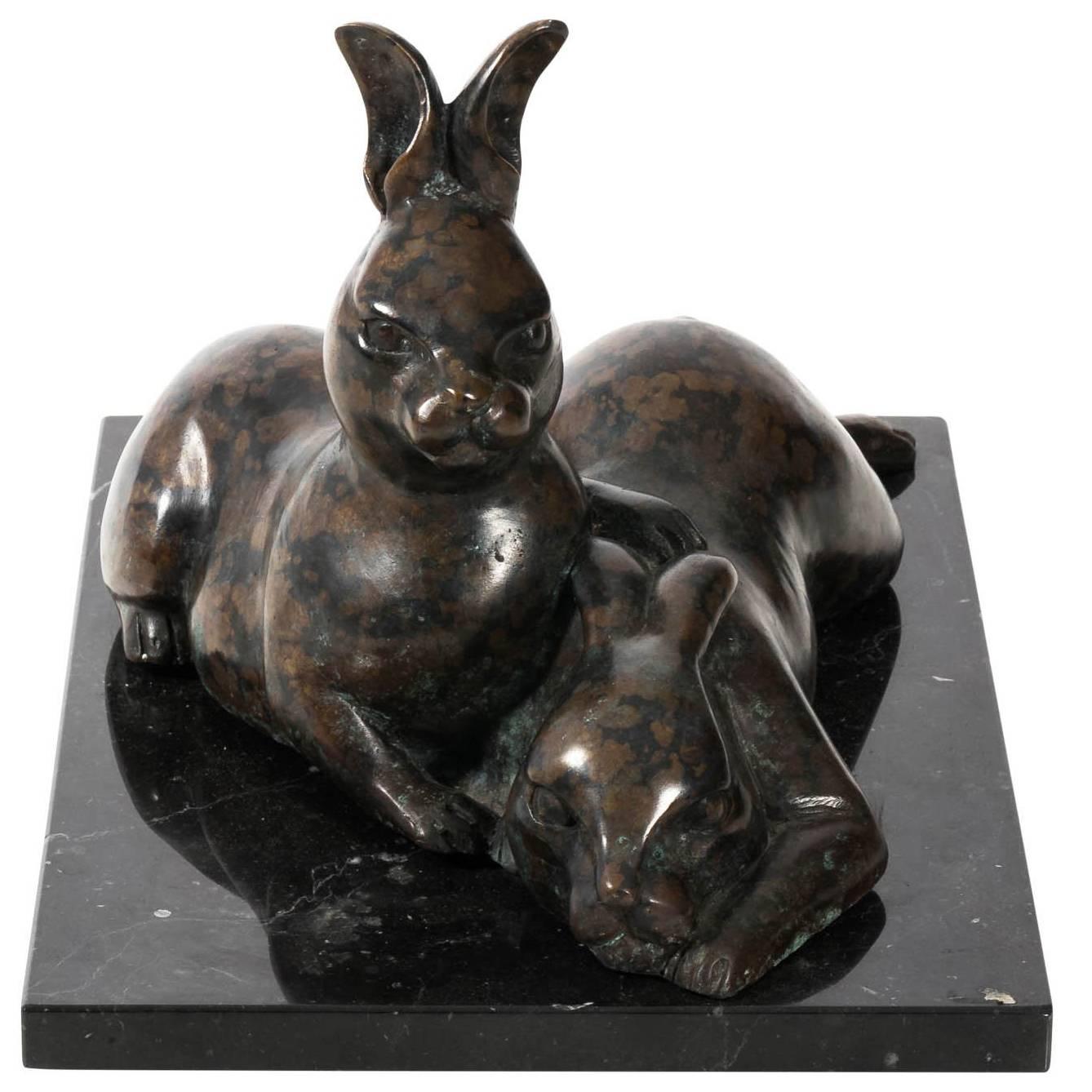 Bronze Rabbit Sculpture For Sale