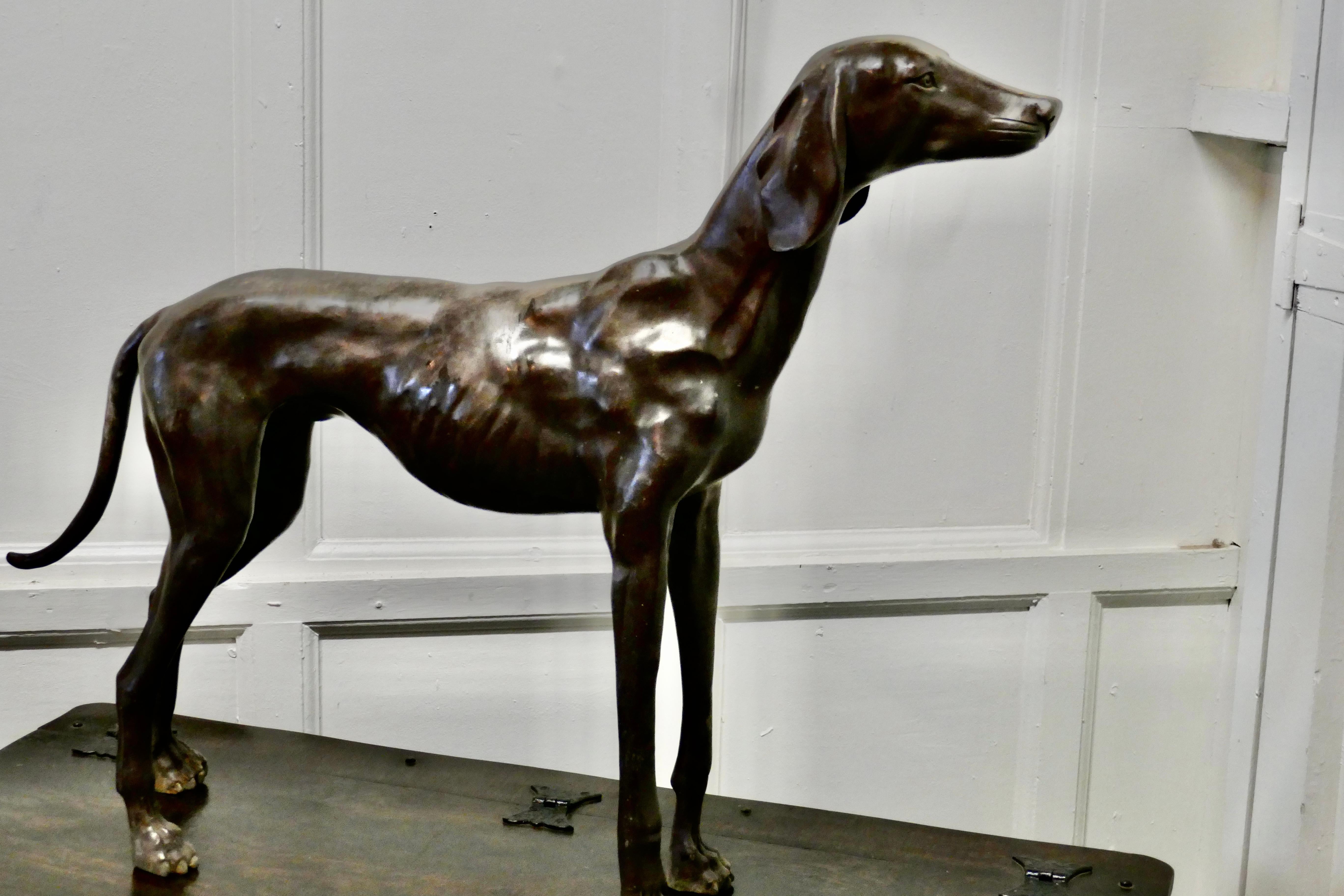 Bronze Racing Dog, Greyhound Statue

A handsome piece made in bronze and stands freely on is feet, the dog is fully 3 Dimensional and looks great from all sides
He is in very good condition with a superb patina, his feet are a little discoloured,