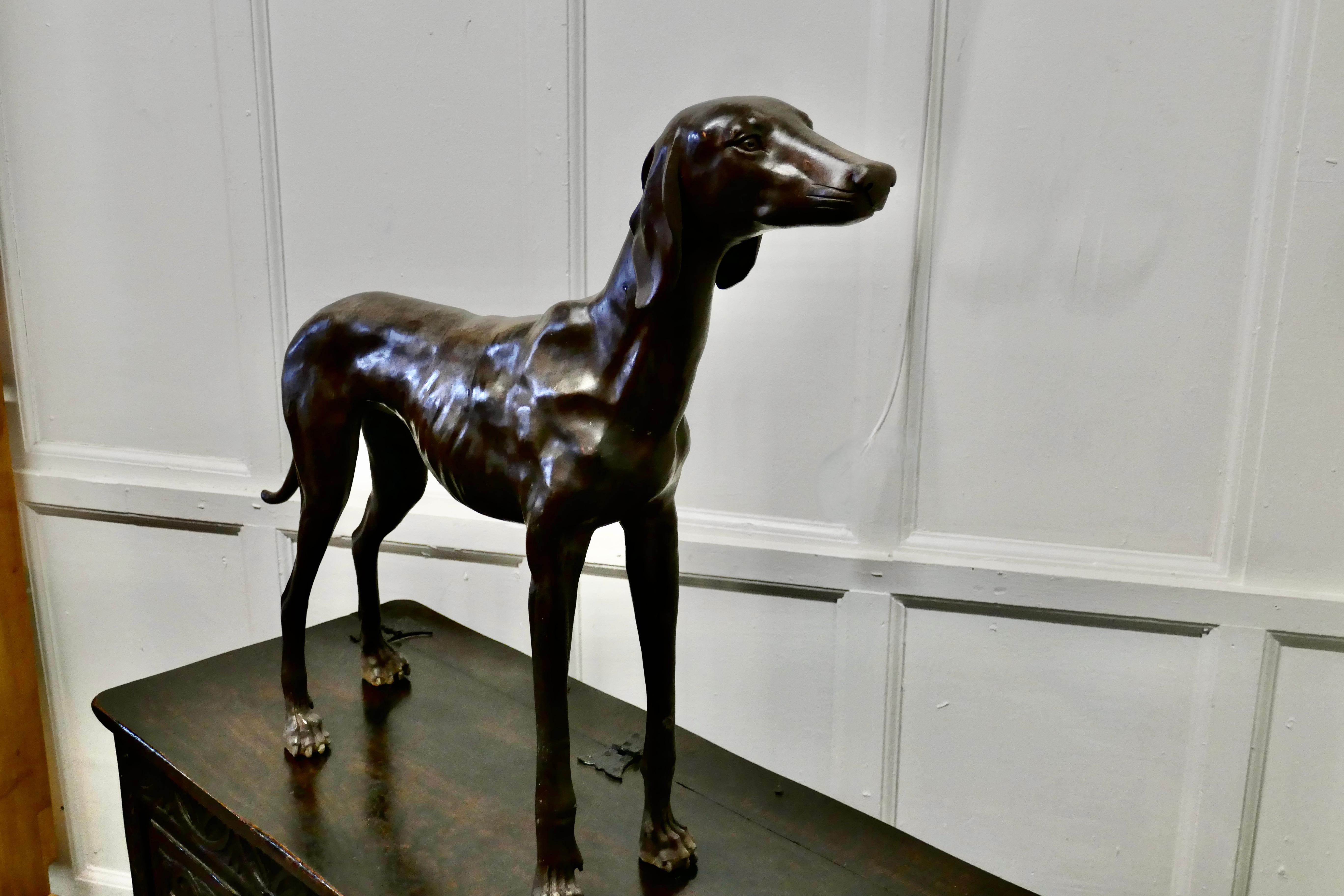 Country Bronze Racing Dog, Greyhound Statue For Sale
