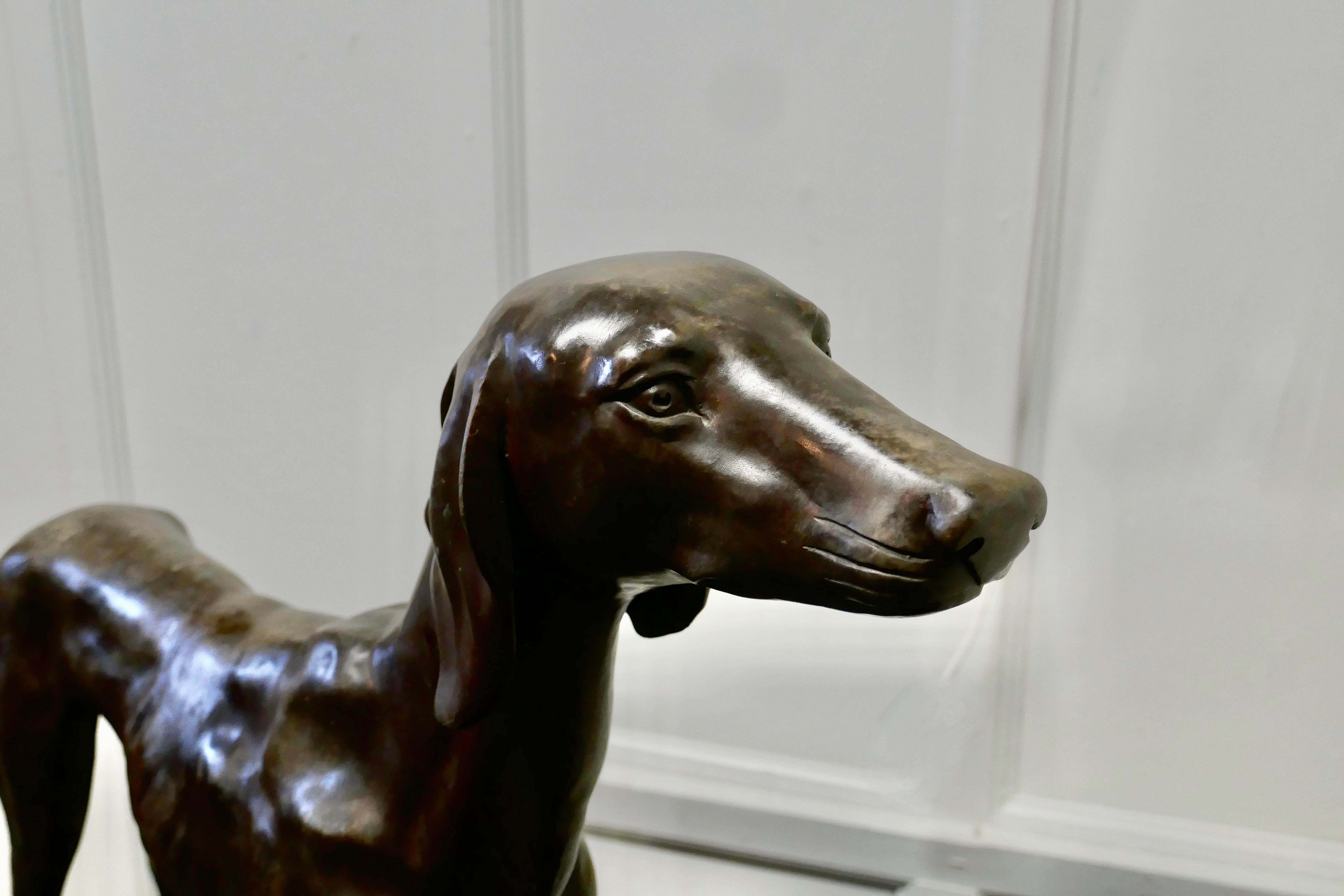 Bronze Racing Dog, Greyhound Statue In Good Condition For Sale In Chillerton, Isle of Wight