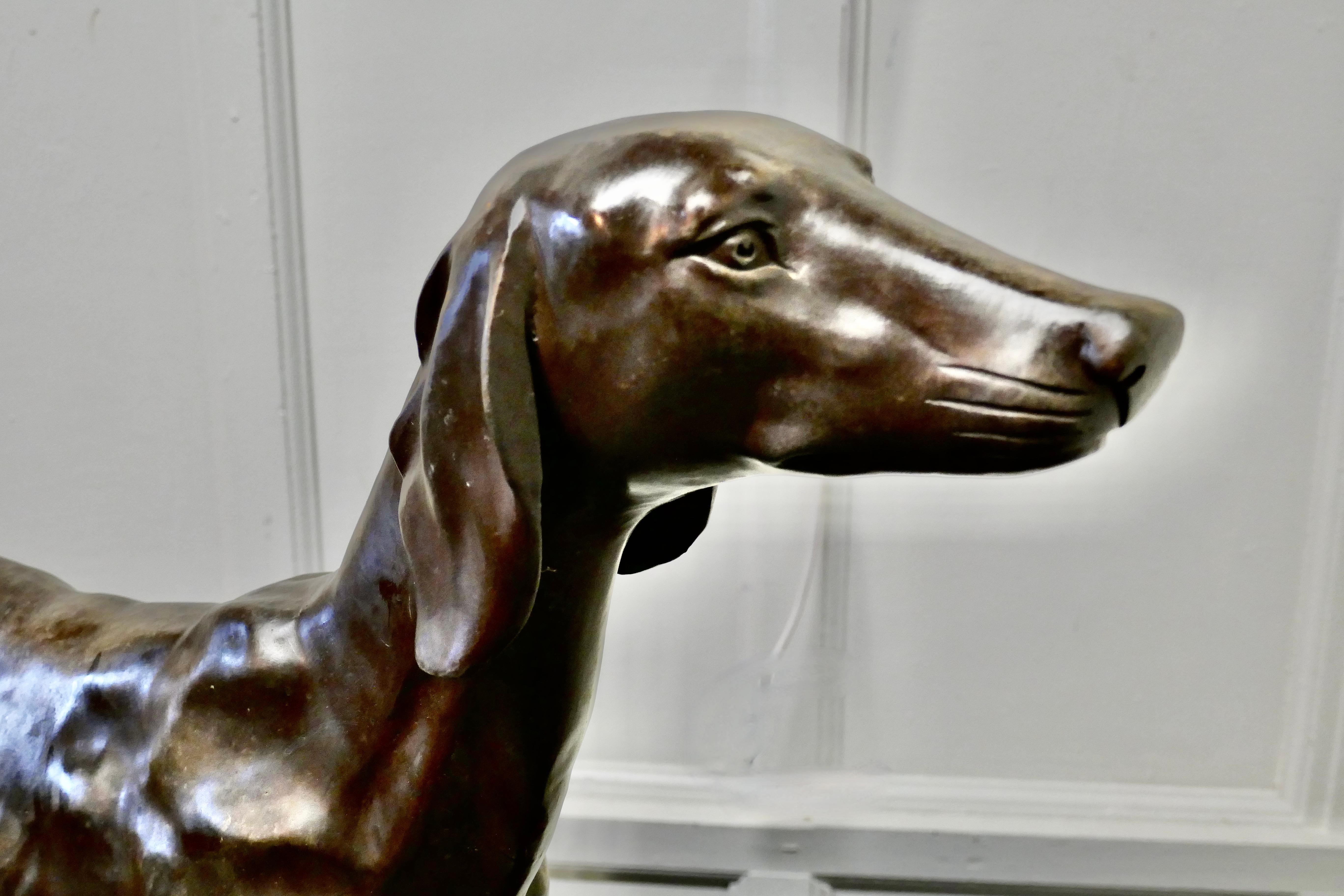 Early 20th Century Bronze Racing Dog, Greyhound Statue For Sale