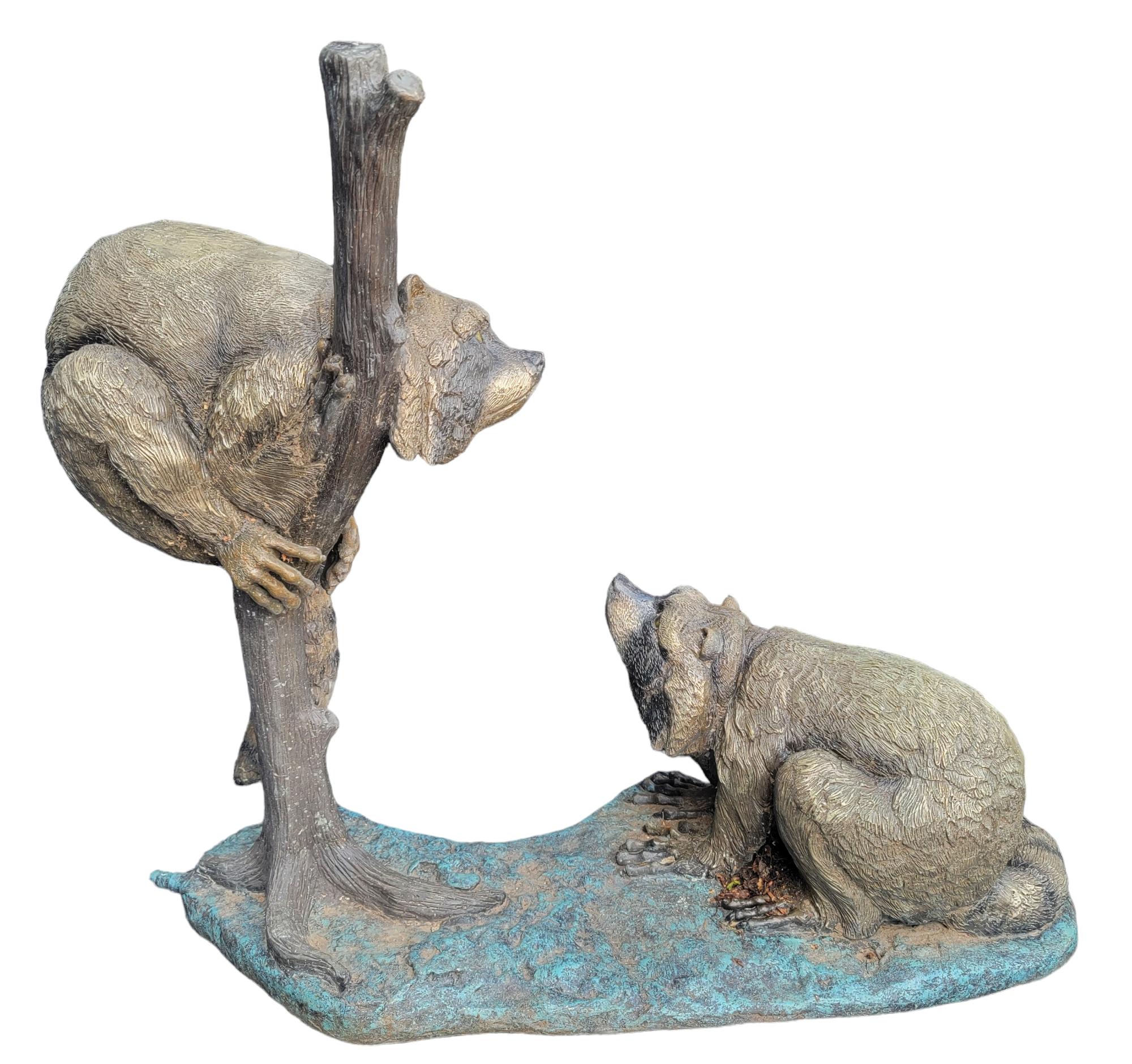 Modern Bronze Racoon Fountain For Sale