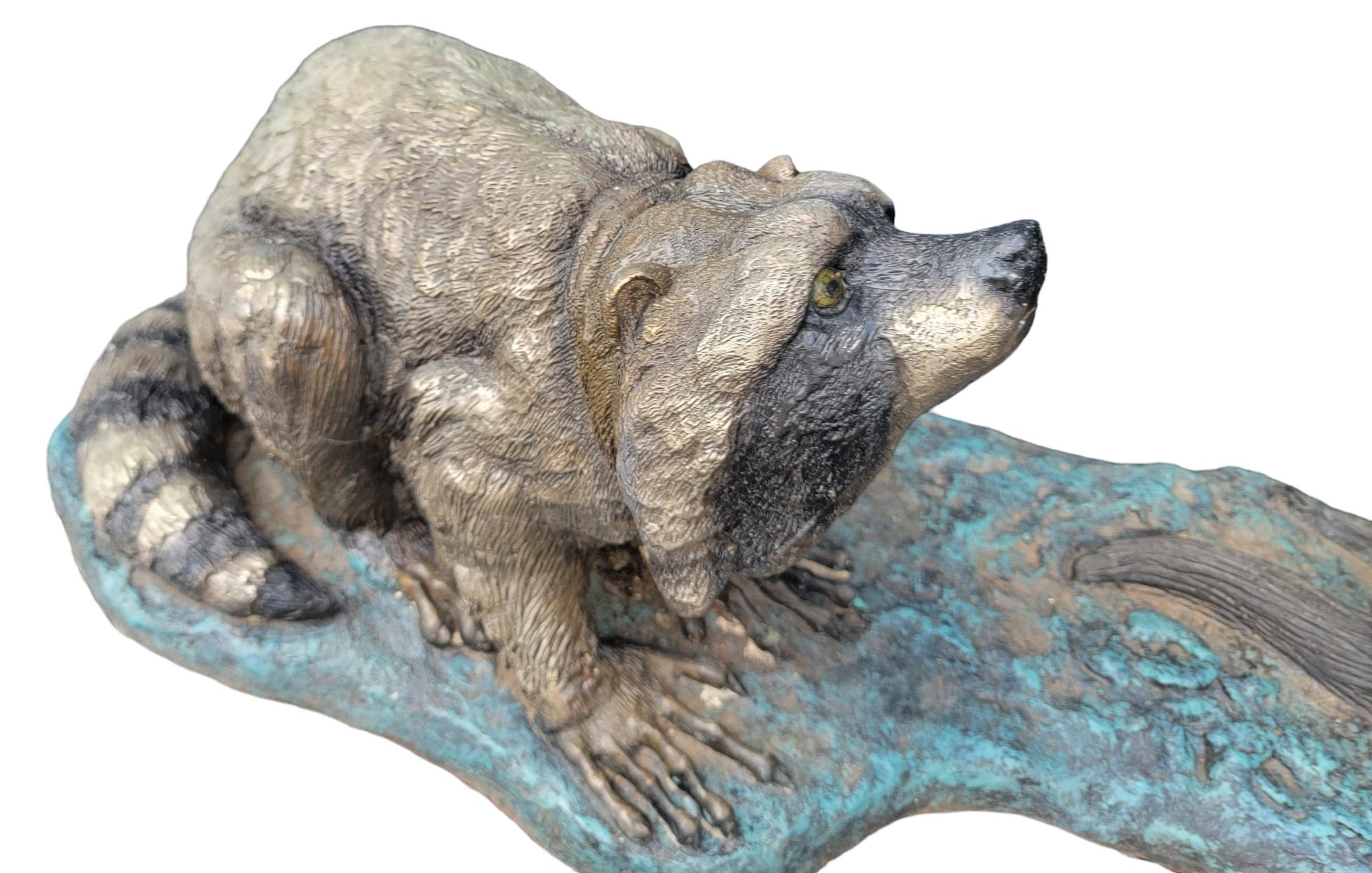 Bronze Racoon Fountain In Good Condition For Sale In Pasadena, CA