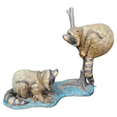 Vintage Bronze Racoon Fountain