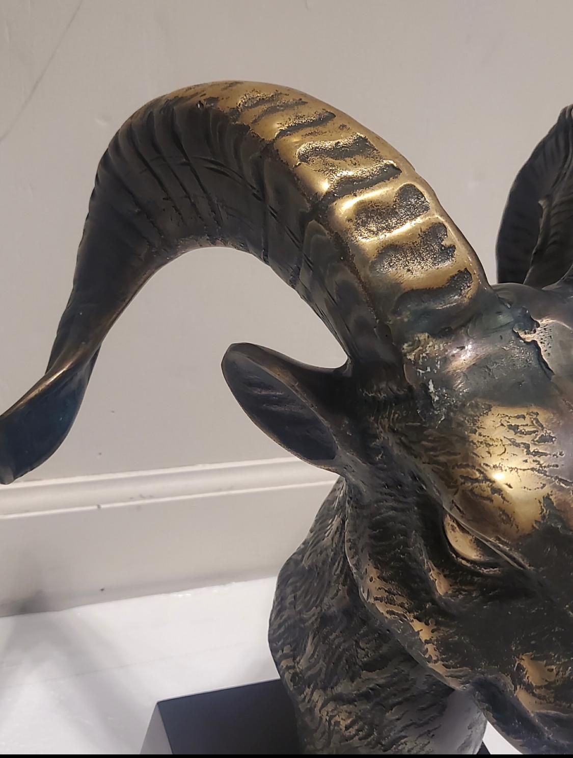 Bronze Rams Head In Excellent Condition For Sale In Dallas, TX