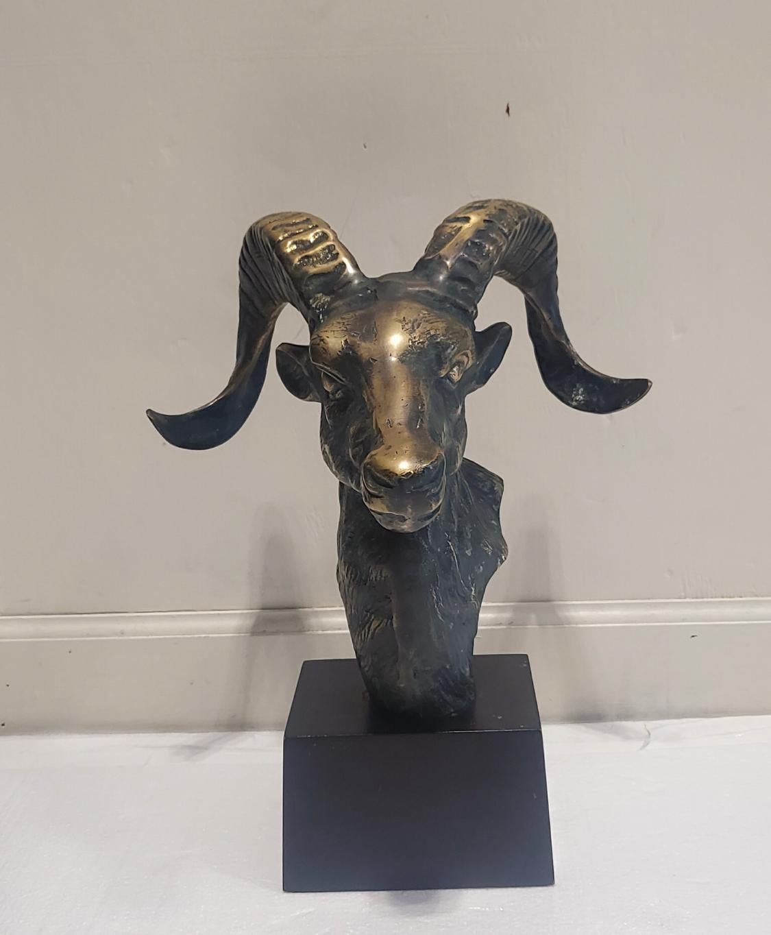 Late 20th Century Bronze Rams Head For Sale
