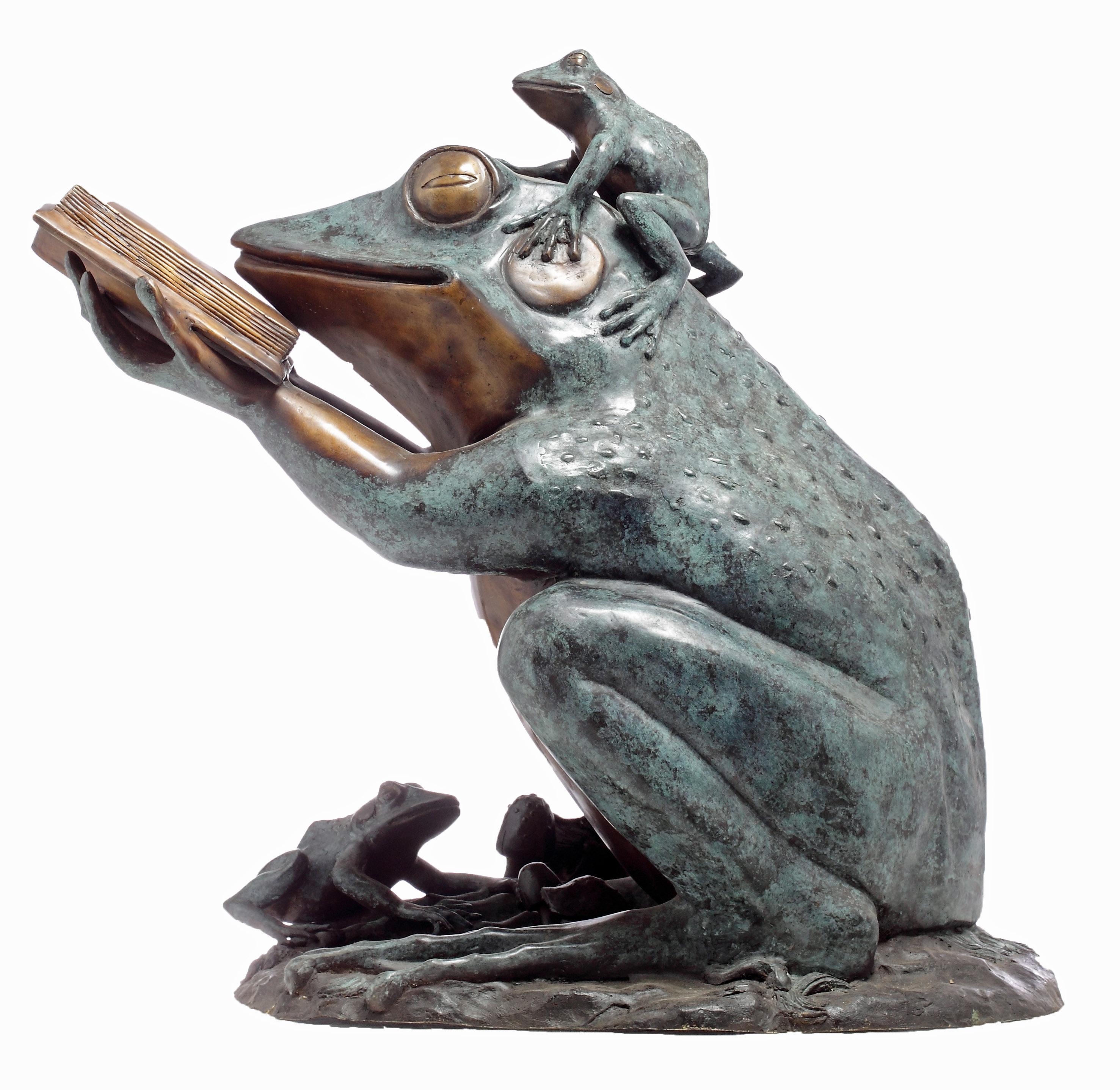 Sculpture d'animal de lecture en bronze, « Frog Prince » en vente 6