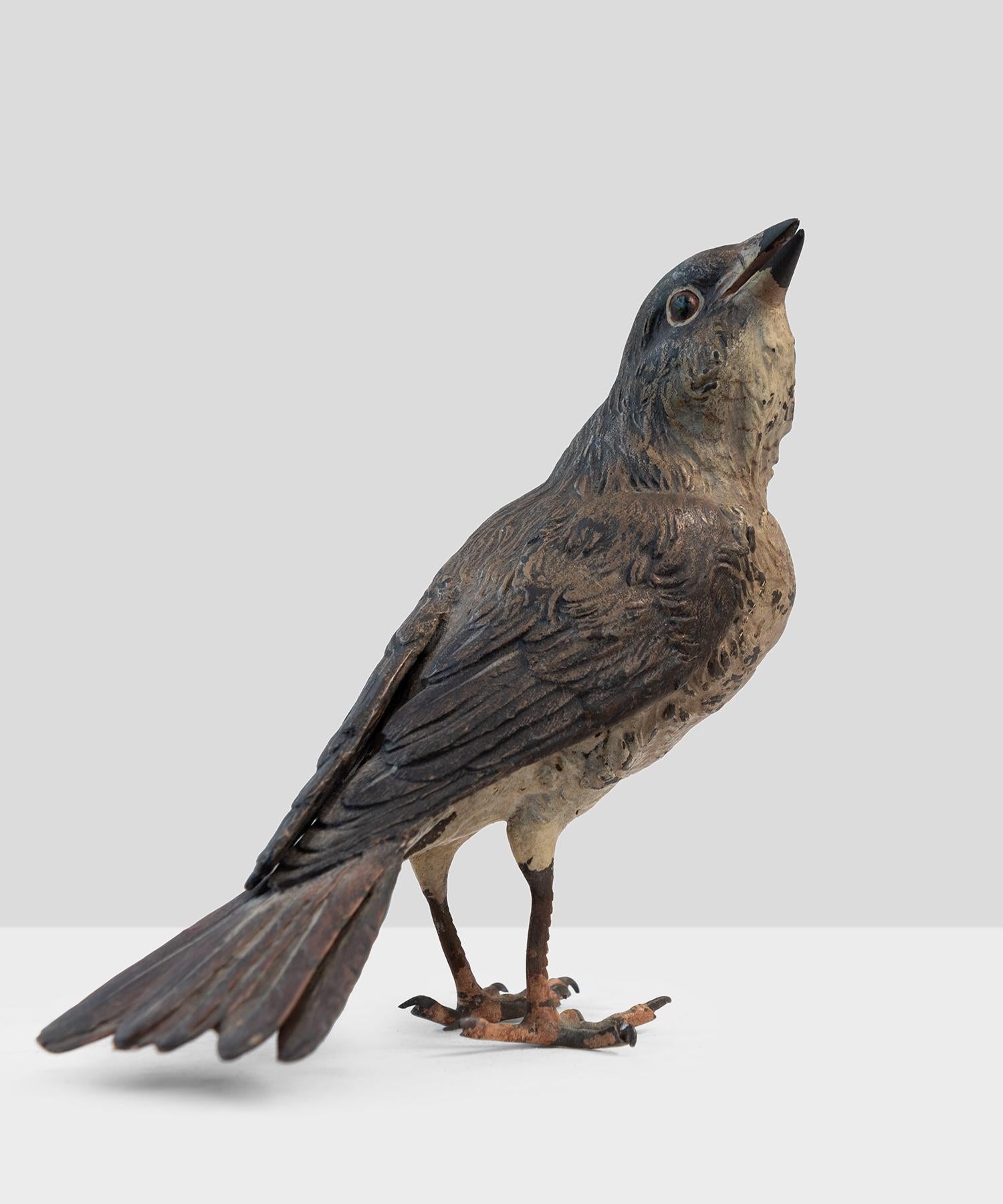 Unique hand painted bird with beautiful patina and remnants of original pain., by Geschutzt Bergmann.

  