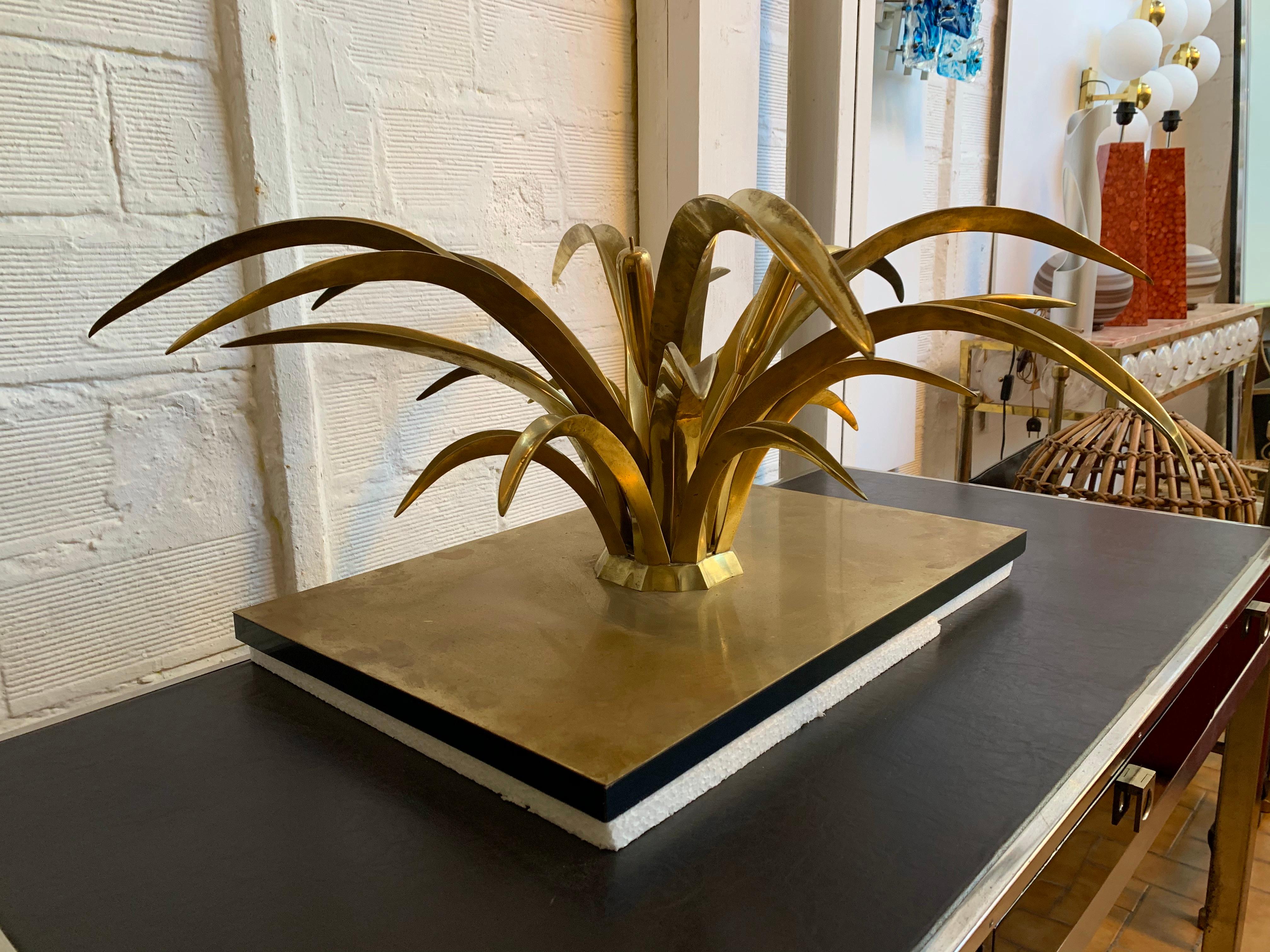 Hollywood Regency Bronze Reed Coffee Table by Christian Techoueyres. France, 1970s