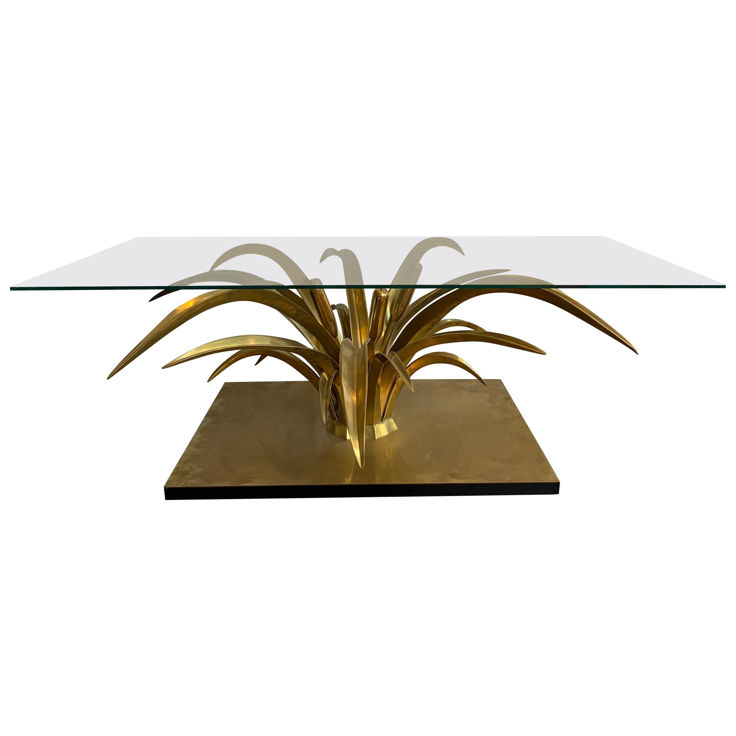 Bronze Reed Coffee Table by Christian Techoueyres. France, 1970s