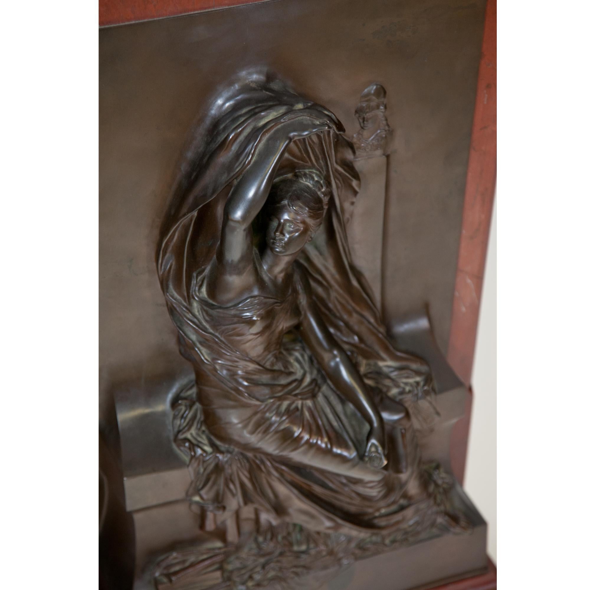 Neoclassical Revival Bronze Relief ‘La Pensée’, Signed Henri Chapu