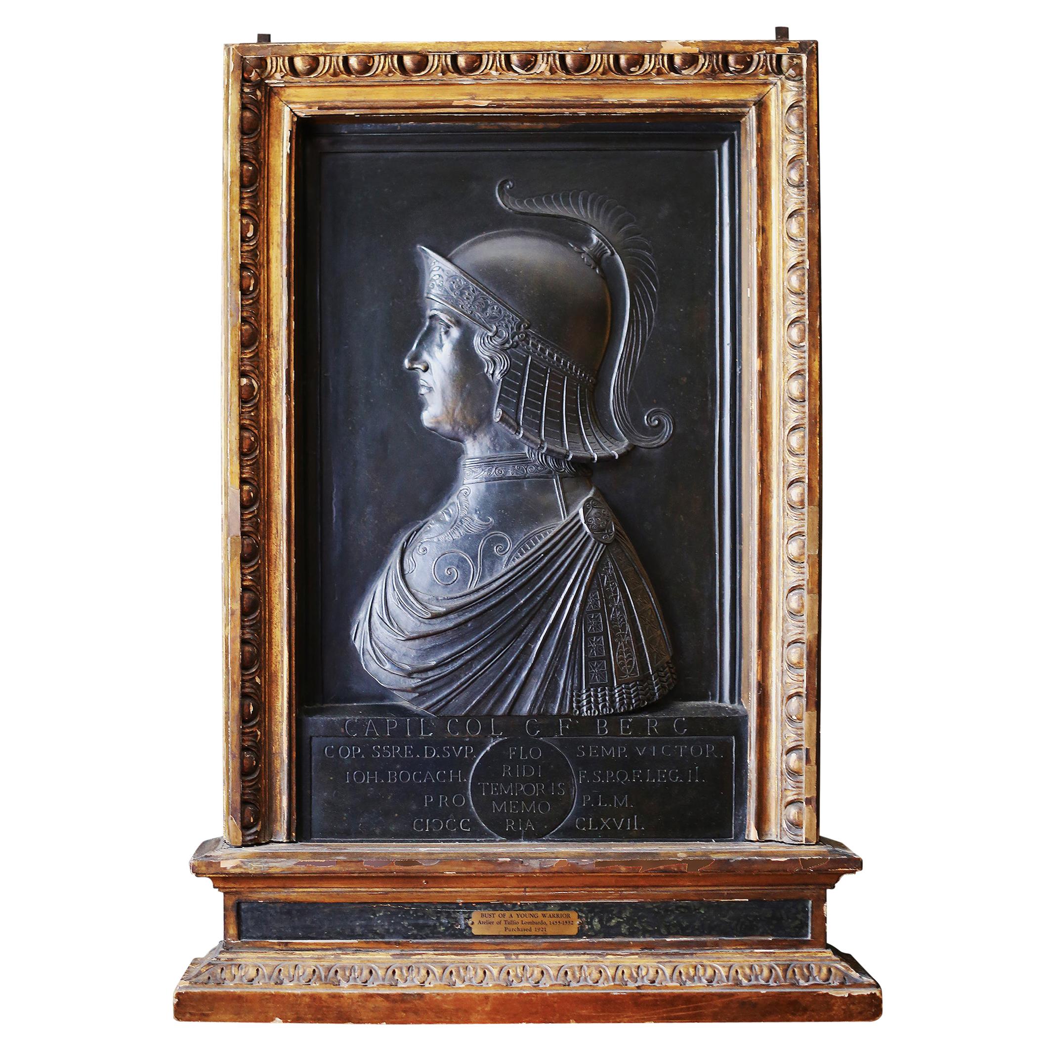Bronze Relief of General Capiliata Colleoni in Giltwood Frame