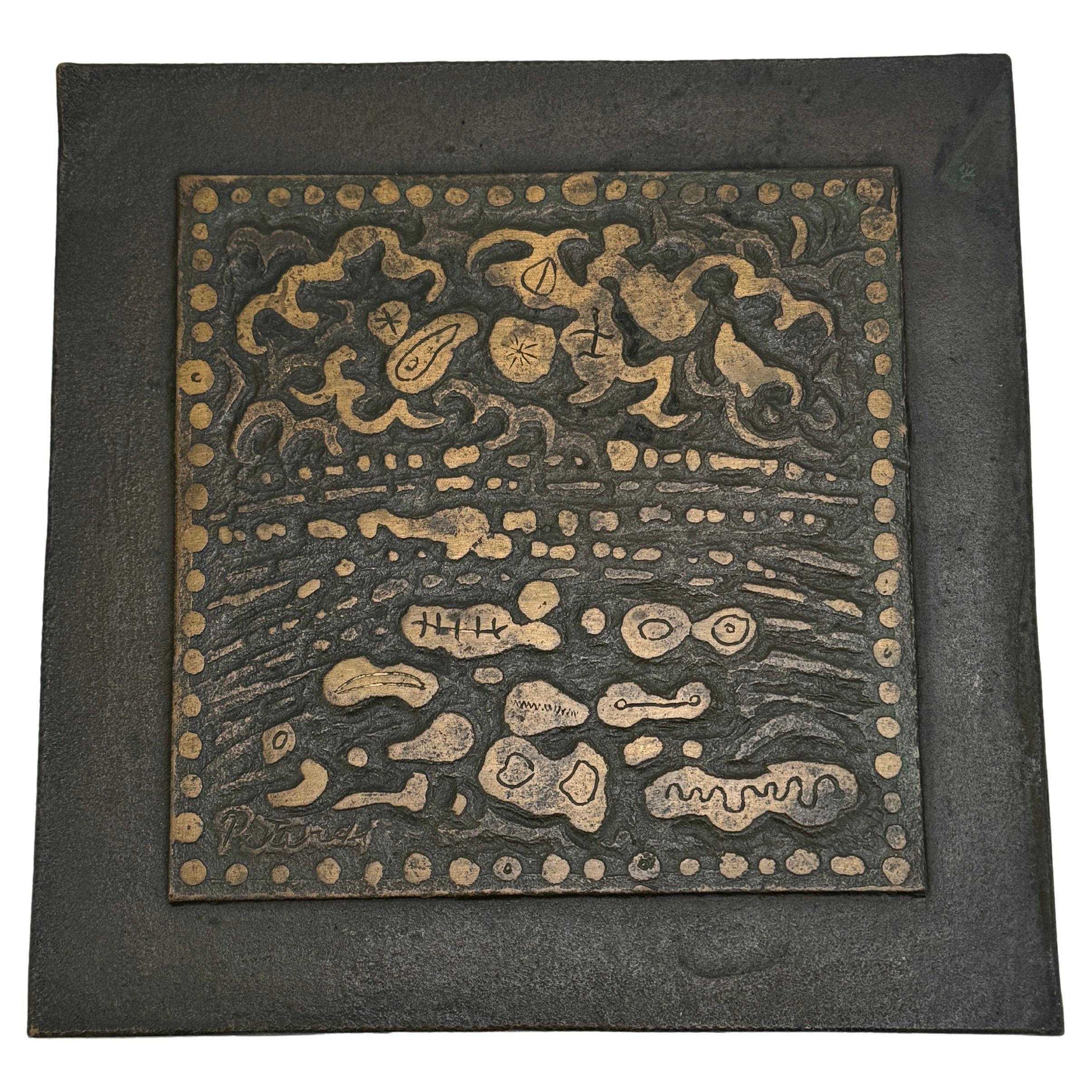 Bronze Relief Plaque “Sea and Sky” by Gabor Peterdi, Edition 13/250