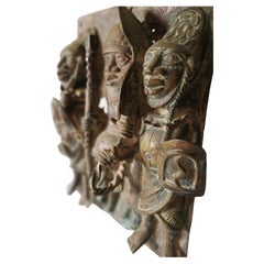 Bronze Relief Sculpture, Oba Warrior King on Horseback, Benin, 1900s