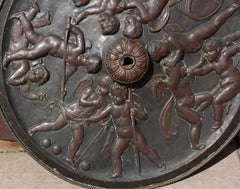 Bronze Repousse Cupid Bacchanal Ceiling Medallion Architectural Chandelier Mount