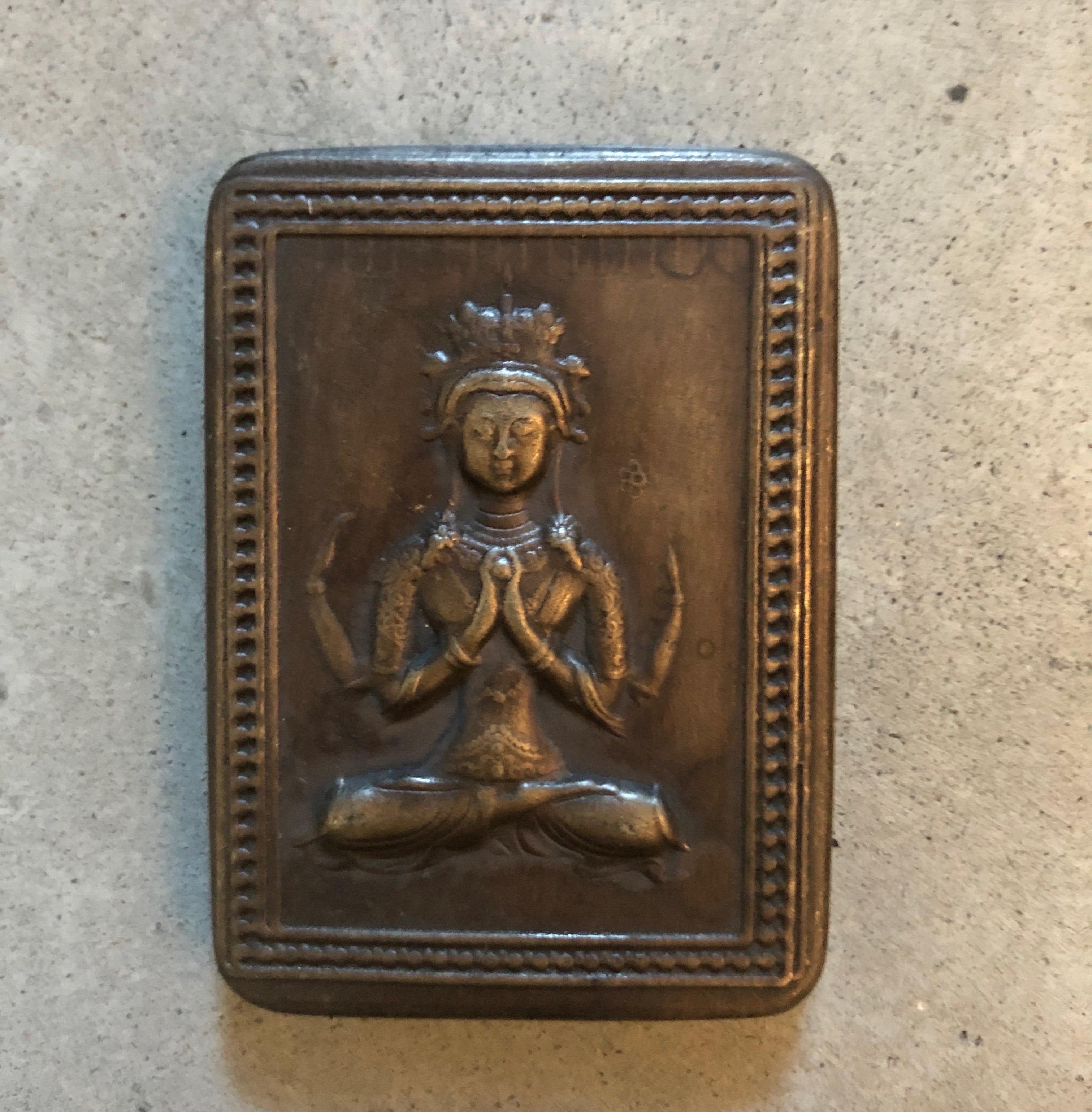 Bronze Repousse Ink Boxes with Seated Buddha 4