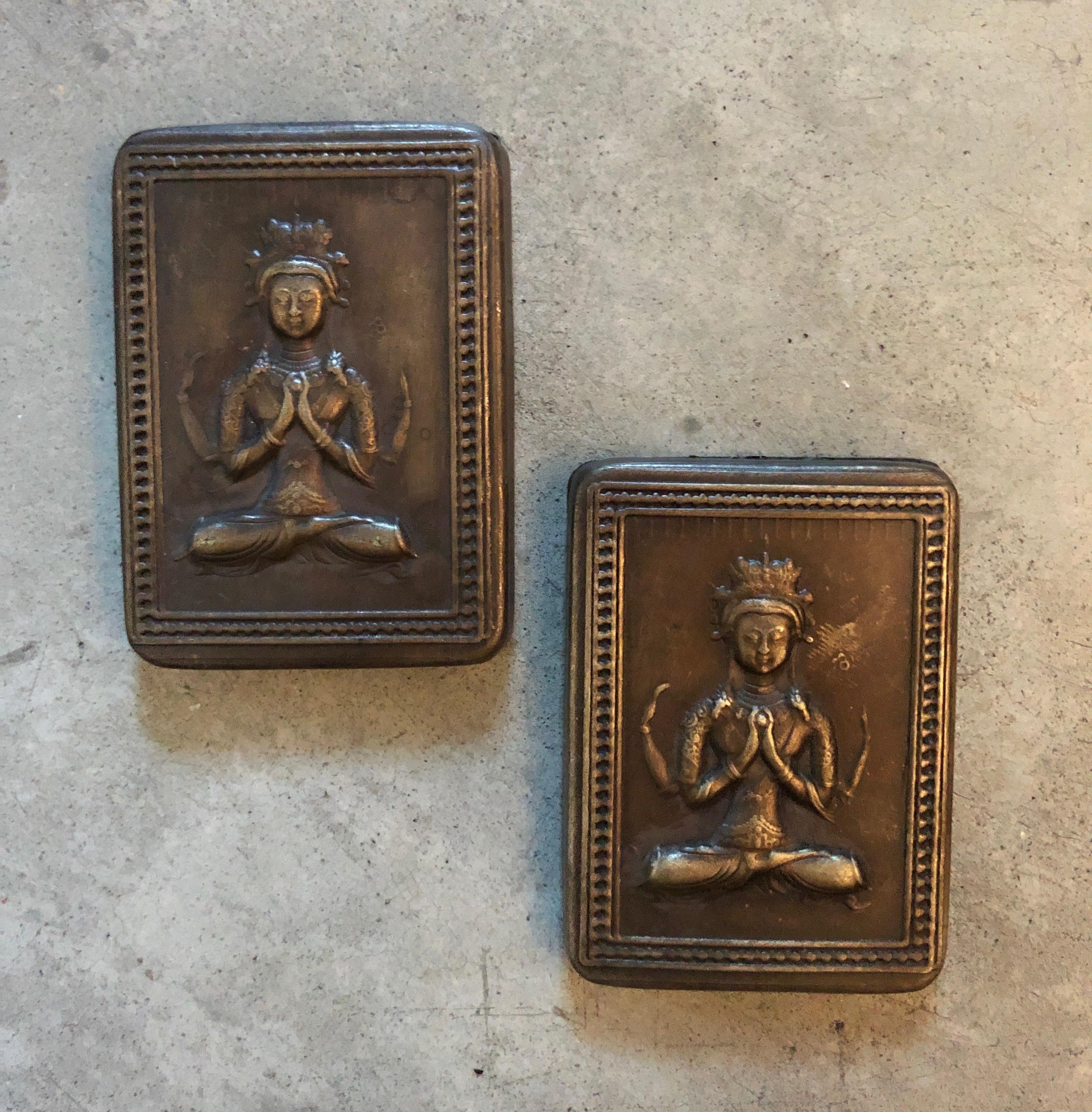 Bronze Repousse Ink Boxes with Seated Buddha 7