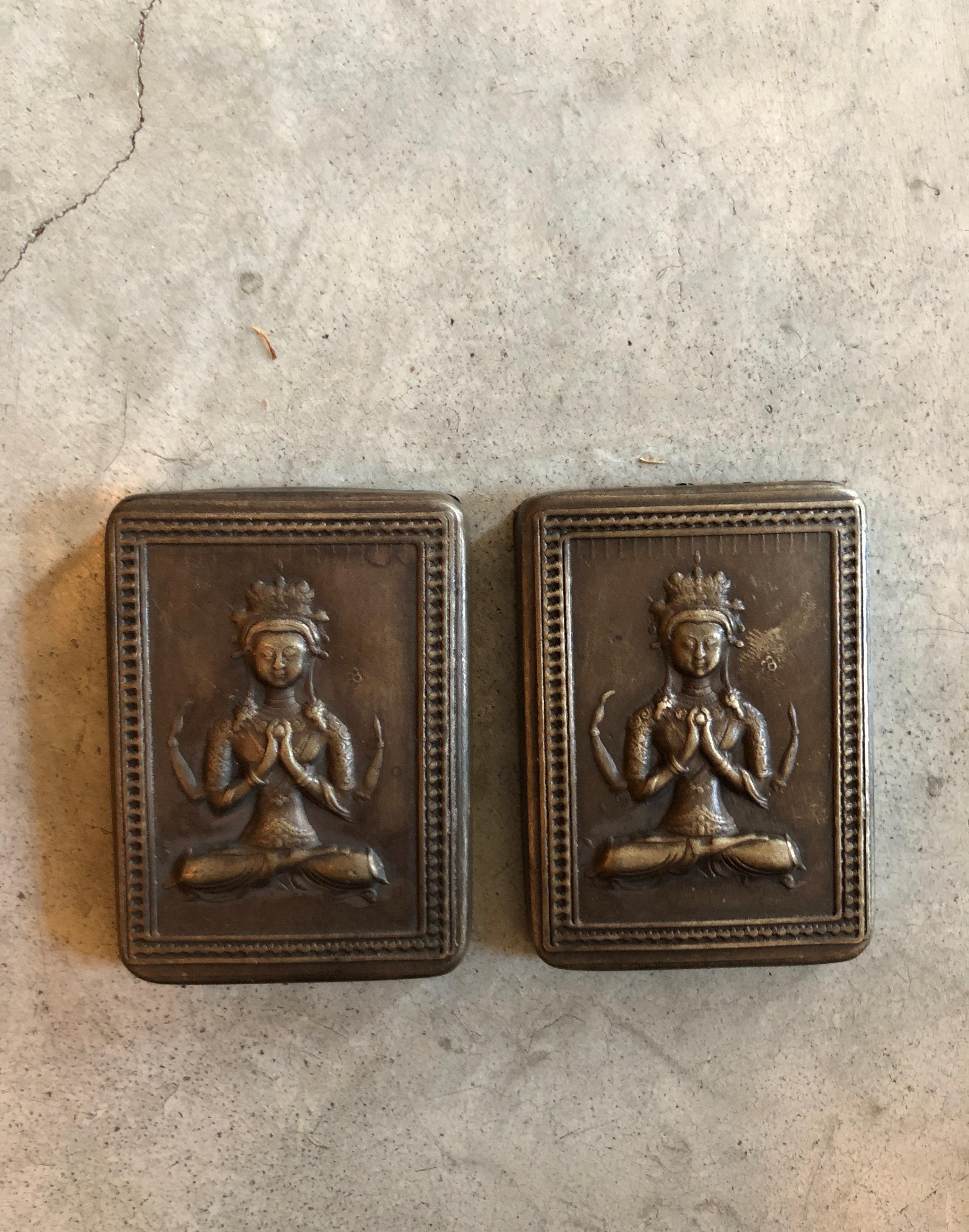 Bronze Repousse Ink Boxes with Seated Buddha 8