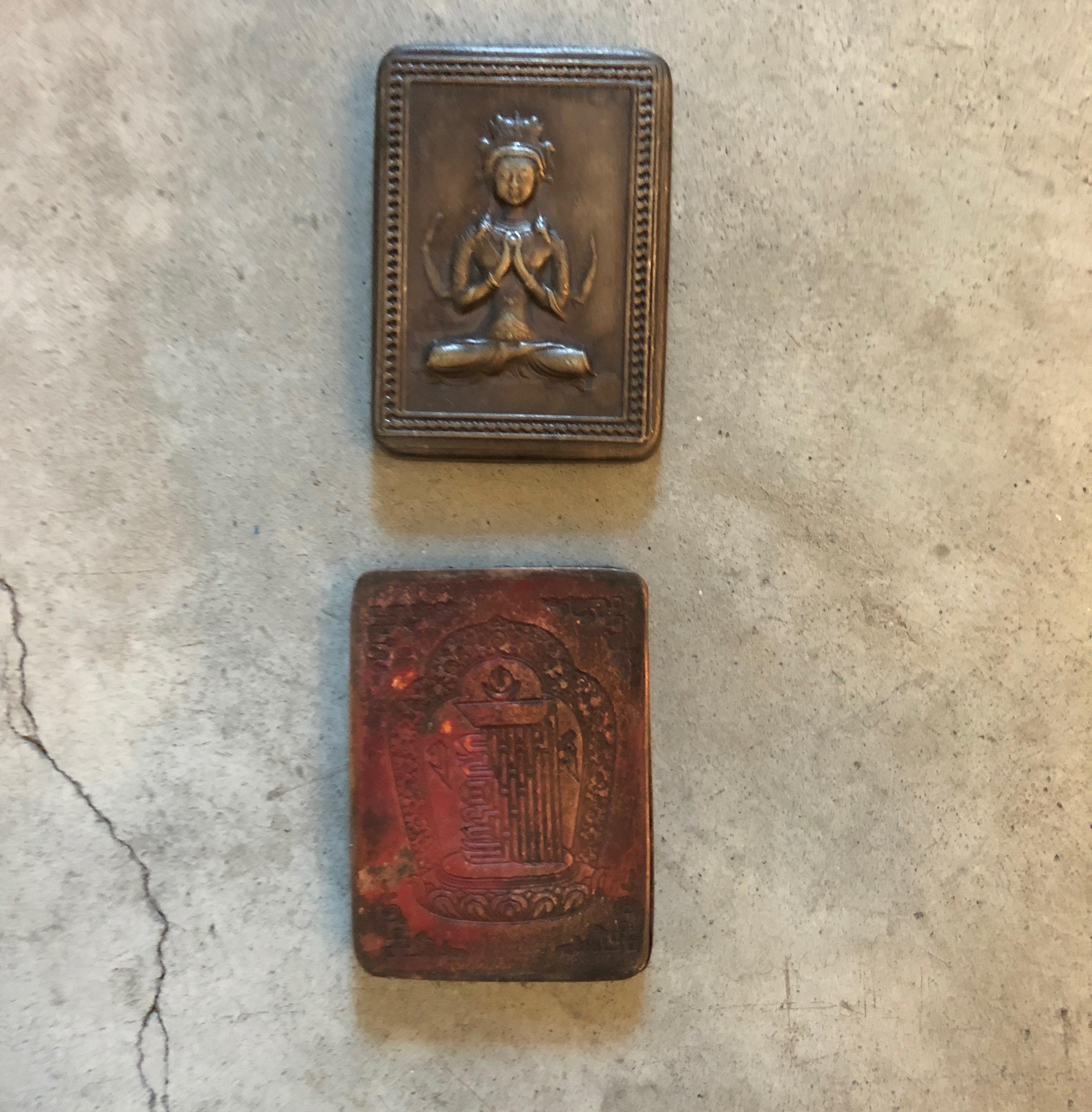 Bronze Repousse Ink Boxes with Seated Buddha 1