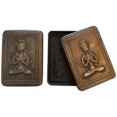 Bronze Repousse Ink Boxes with Seated Buddha