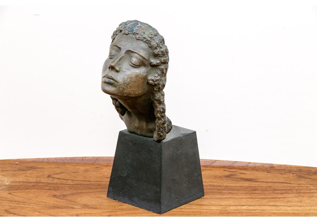Mid-Century Modern Bronze Resin Sculpture Of A Female Bust By Fritz Kormis For Sale