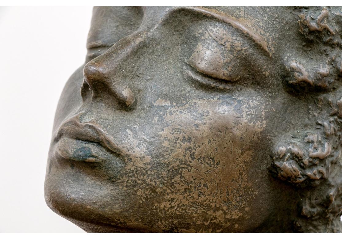 Bronze Resin Sculpture Of A Female Bust By Fritz Kormis In Fair Condition For Sale In Bridgeport, CT