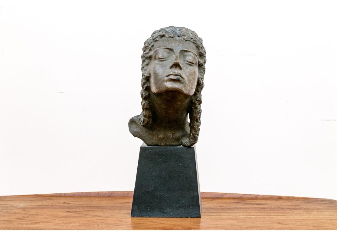 Bronze Resin Sculpture Of A Female Bust By Fritz Kormis For Sale 2