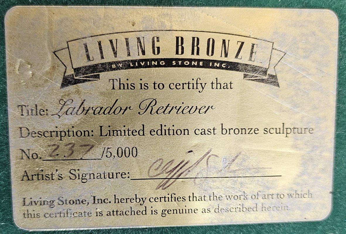 Bronze Reithund-Skulptur mit künstlerisch signiertem und nummeriertem Zertifikat, beigefügt im Angebot 11